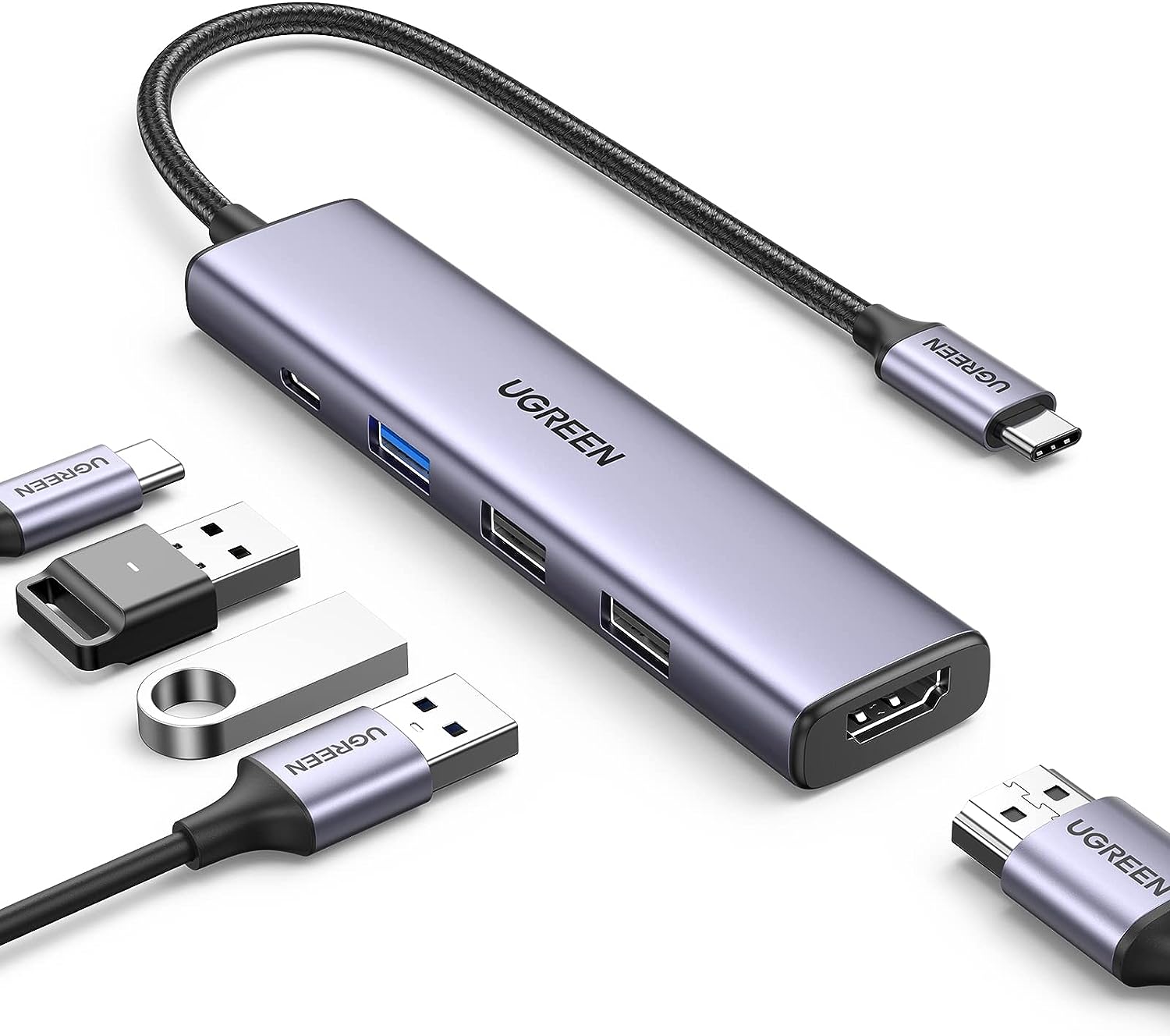 Detalle de UGREEN Revodok USB C Hub 5‑in‑1, 100W PD