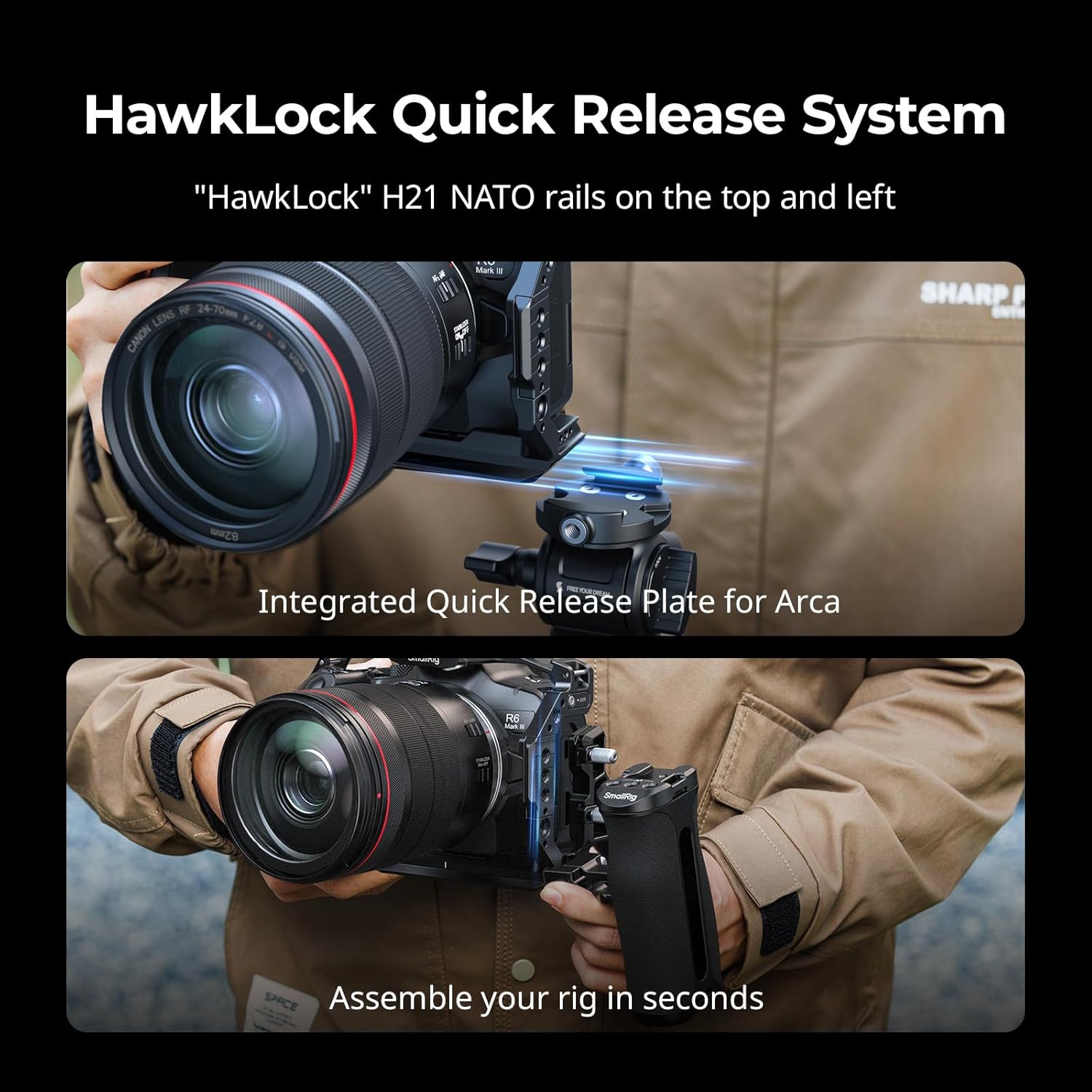 Thumbnail 1 de SmallRig Kit gabbia per Canon R6 Mark II / R6 Mark III con HawkLock e piastra Arca‑Swiss – per DJI RS 3/4