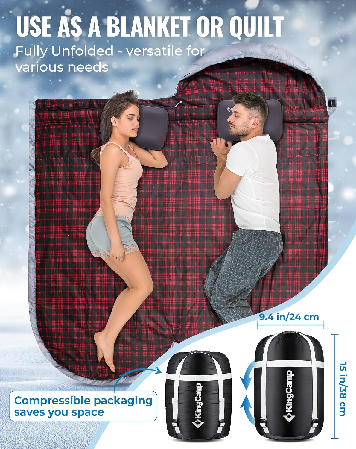 Thumbnail 5 de KingCamp XXL Sleeping Bag for Adults 3-4 Season