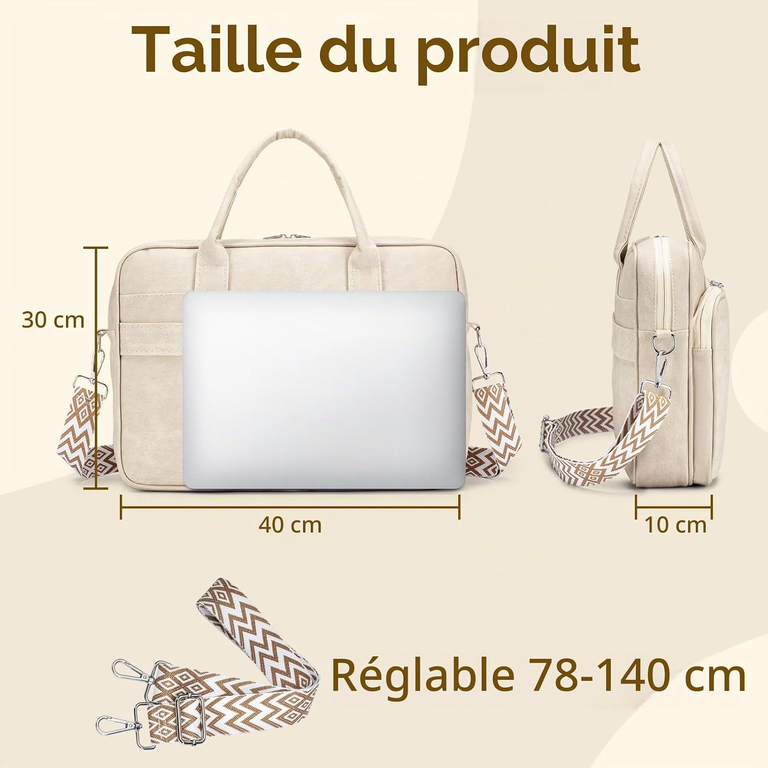 Thumbnail 6 de SUCIKORIO laptoptas voor dames 15,6 inch van leer, waterdicht