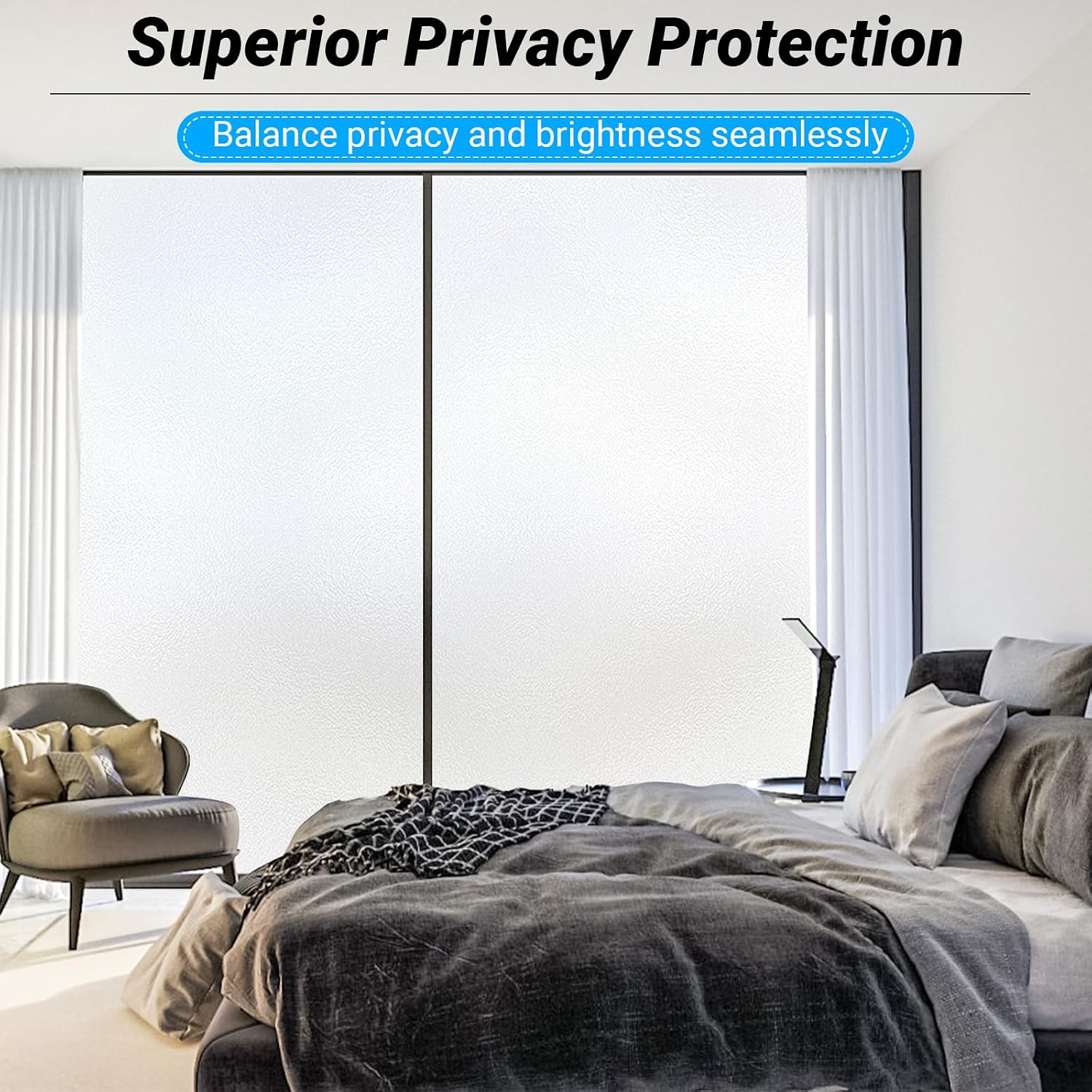 Thumbnail 1 de Funfox 44.5 x 200 cm Static-Cling Frosted Window Film, No Adhesive