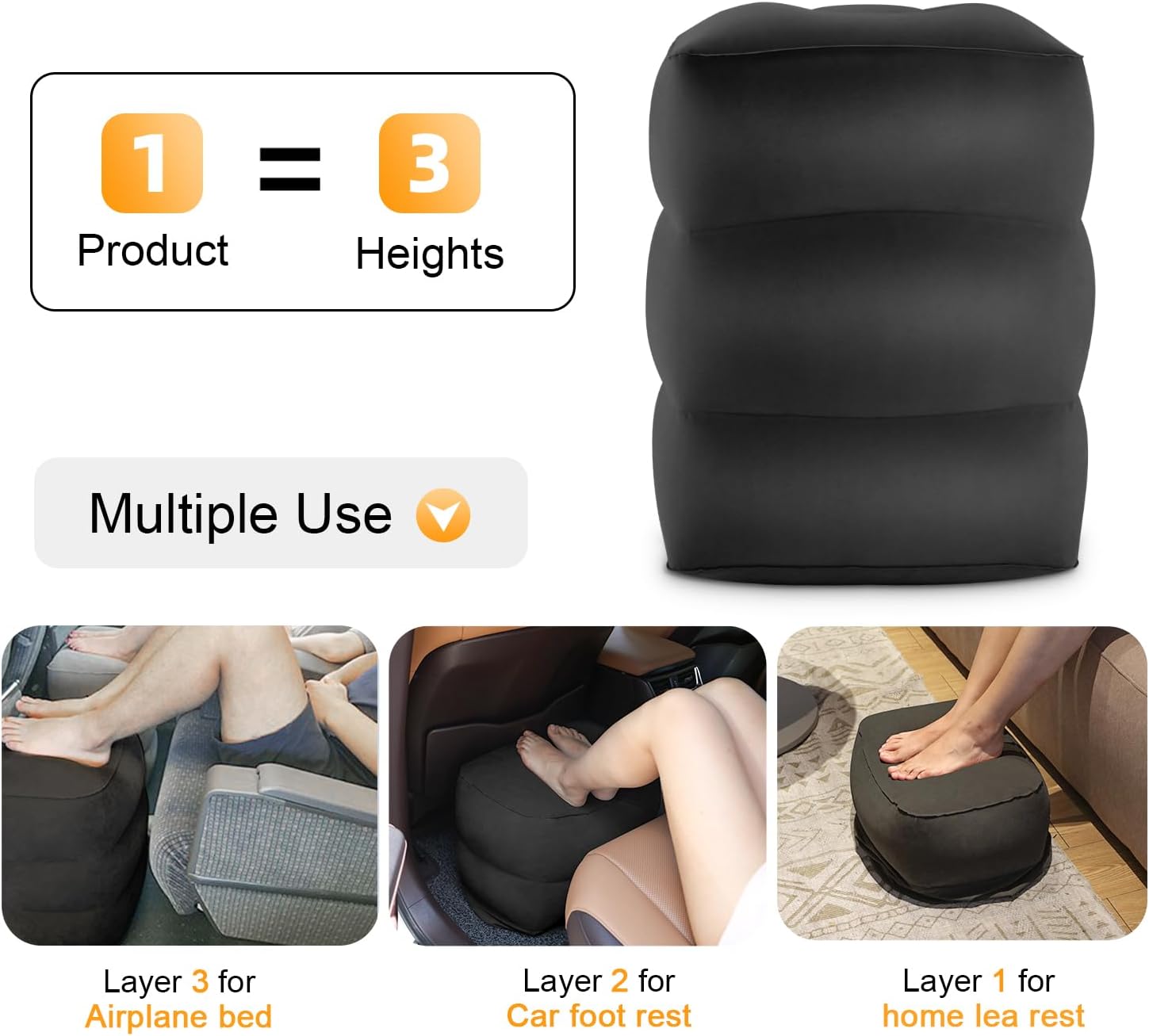 Detalle de Maliton Airplane Footrest, Inflatable Travel Foot Rest for Kids – 2 Pack