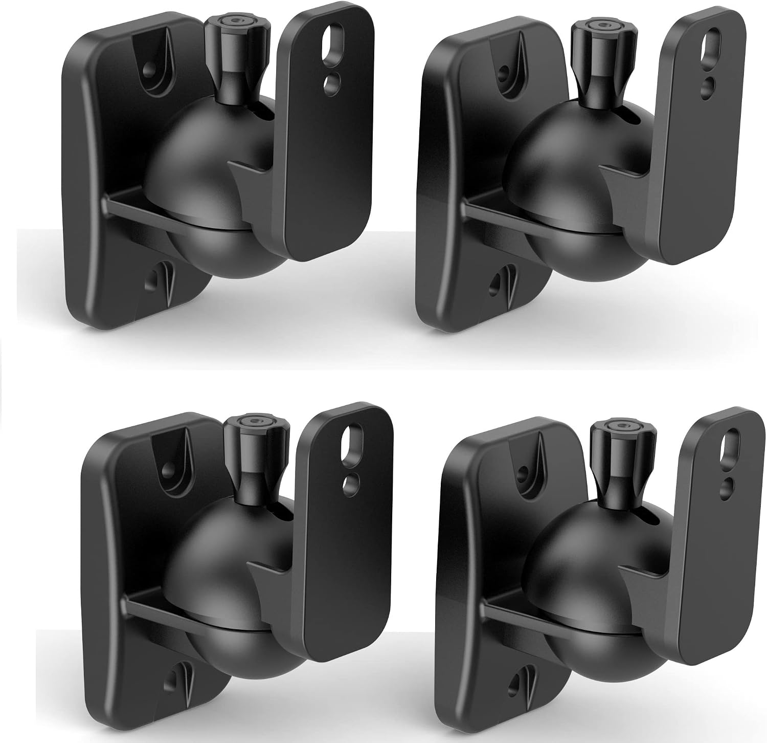 HomeMount Speaker Wall Mount Brackets — Surround & Bookshelf Speaker Wall Mounts Kit (4 Pack, 8 lbs, Black)