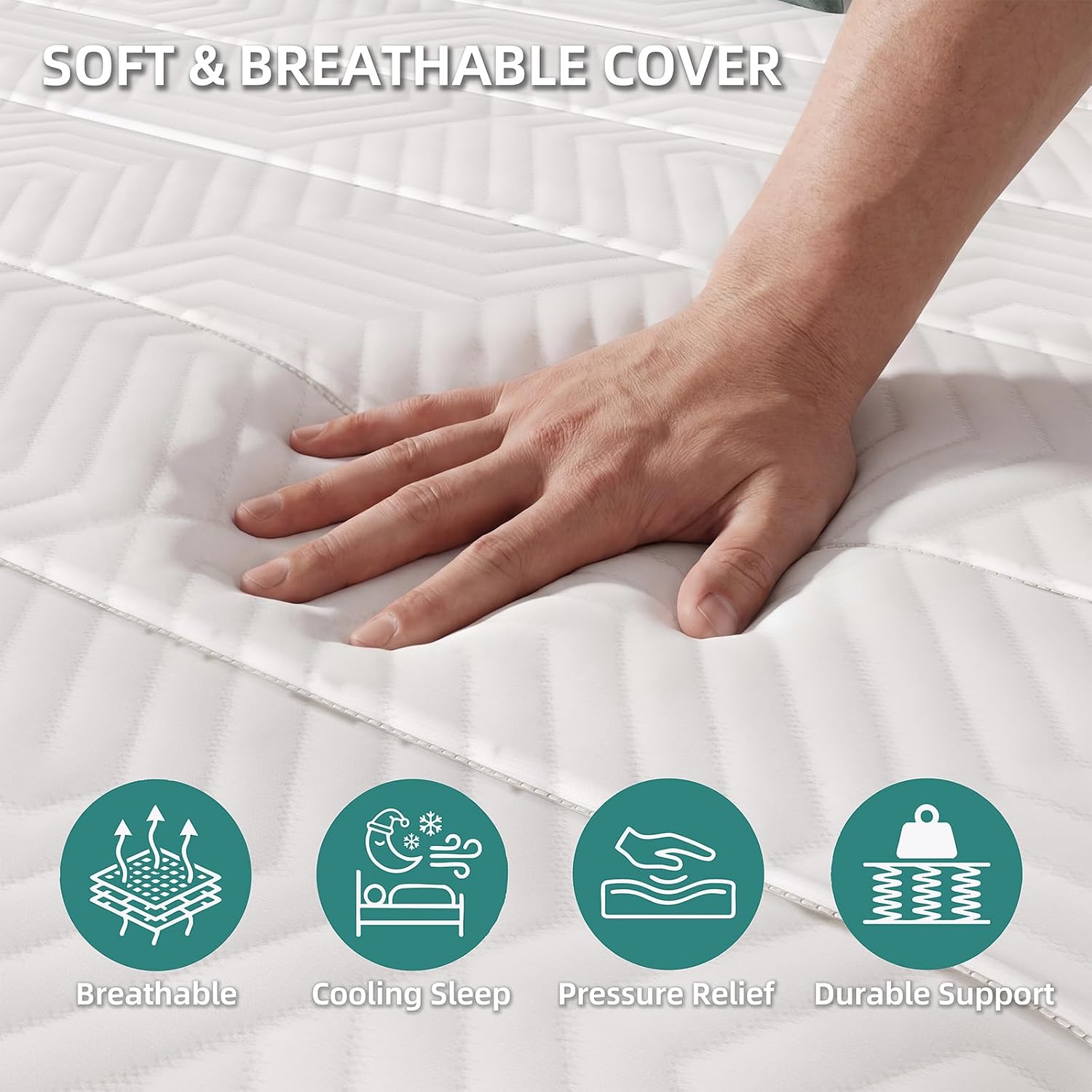 Detalle de Naiveer Twin 10-Inch Hybrid Mattress with Memory Foam and Pocket Springs