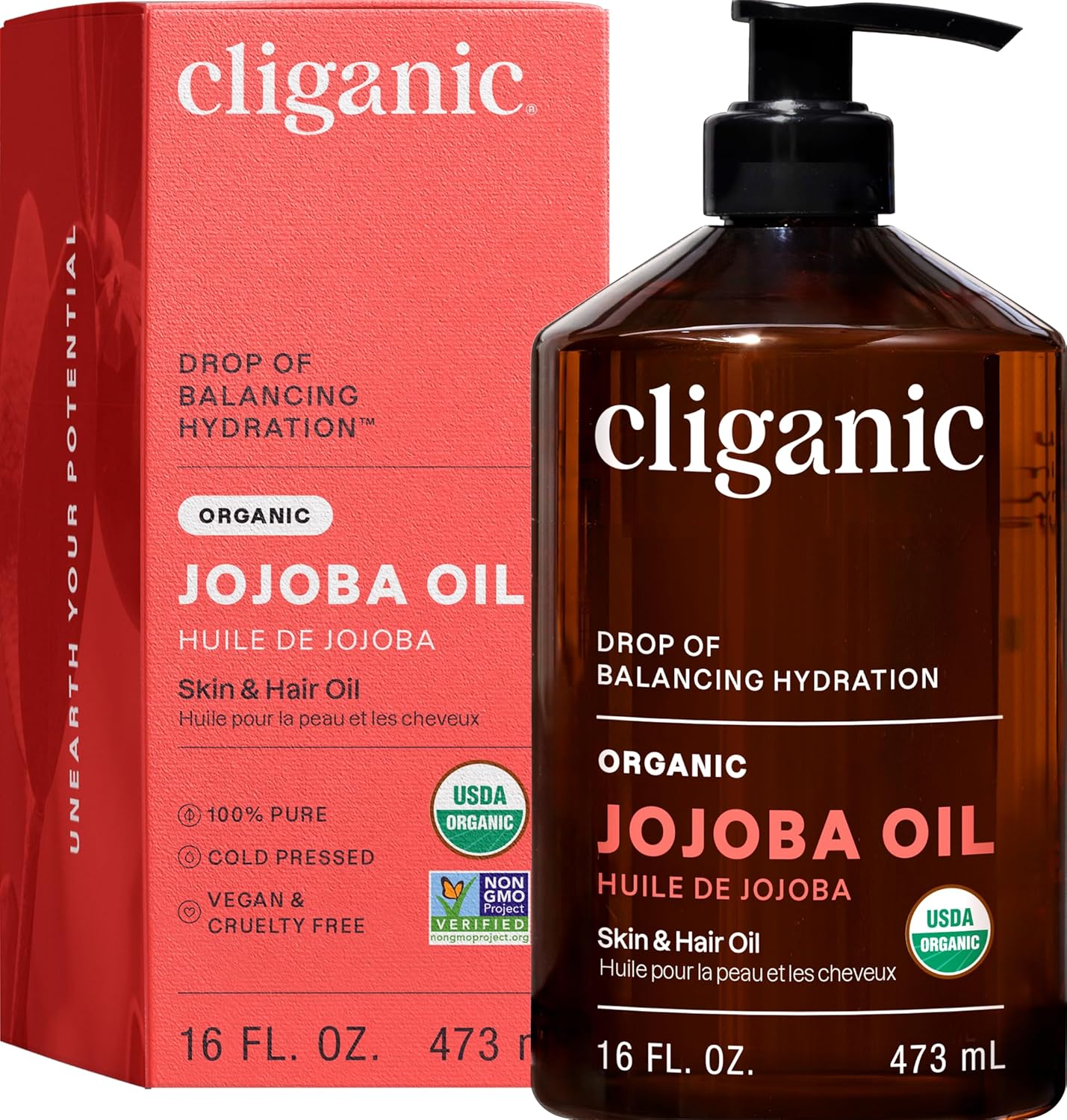 Detalle de Cliganic Organic Jojoba Oil 16 oz moisturizing oil