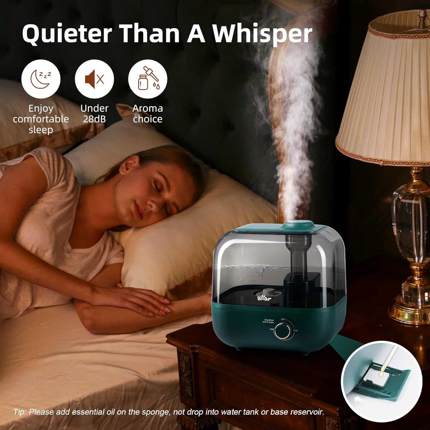 Thumbnail 4 de Bear 5L Top-Füllung Luftbefeuchter mit 28 dB Ultra-Leise, 35 Std. Laufzeit und Aromatherapie-Tablett