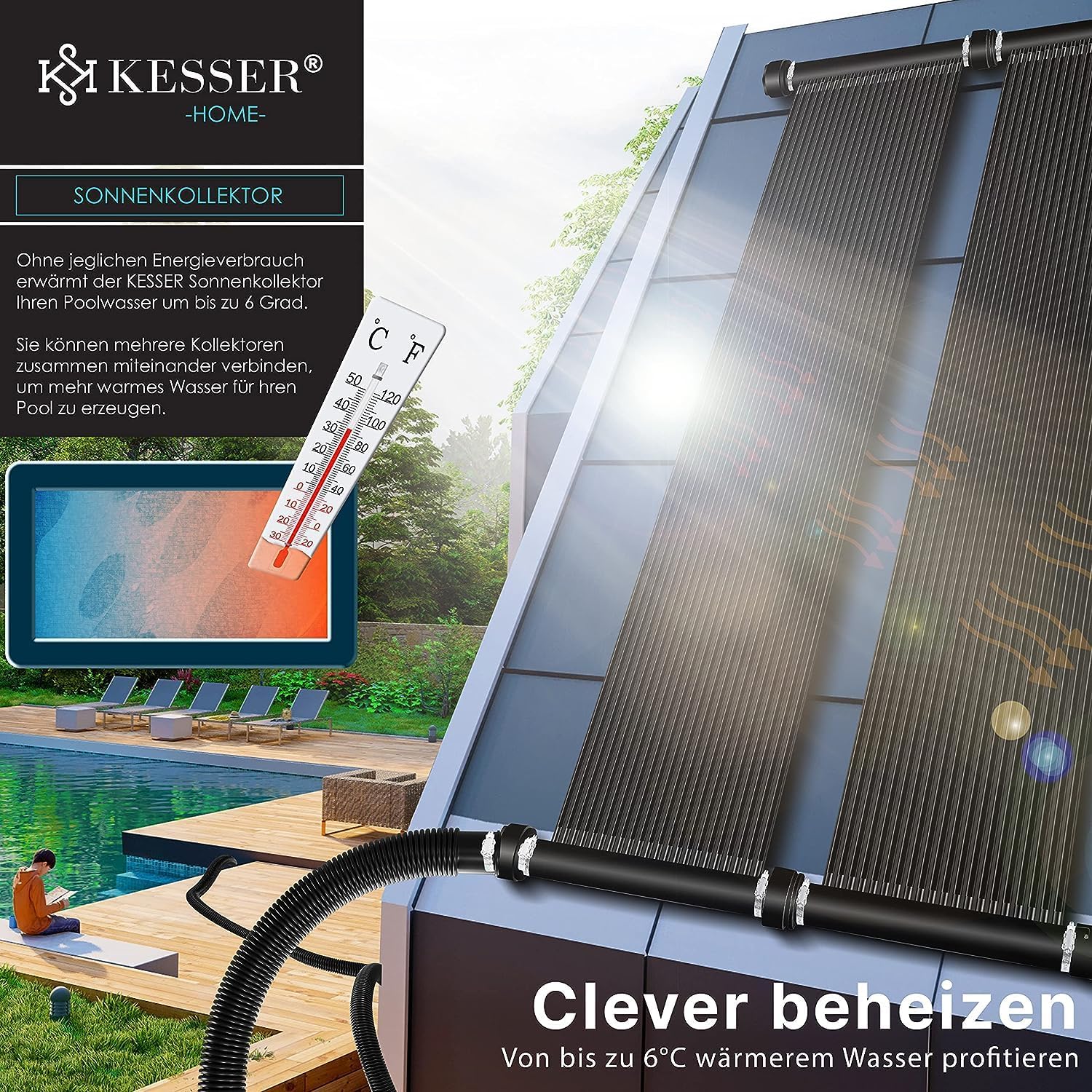 Thumbnail 4 de KESSER® Solarkollektor Poolheizung 500×70 cm – Solarheizer für Pools bis 20.000 L, erweiterbar