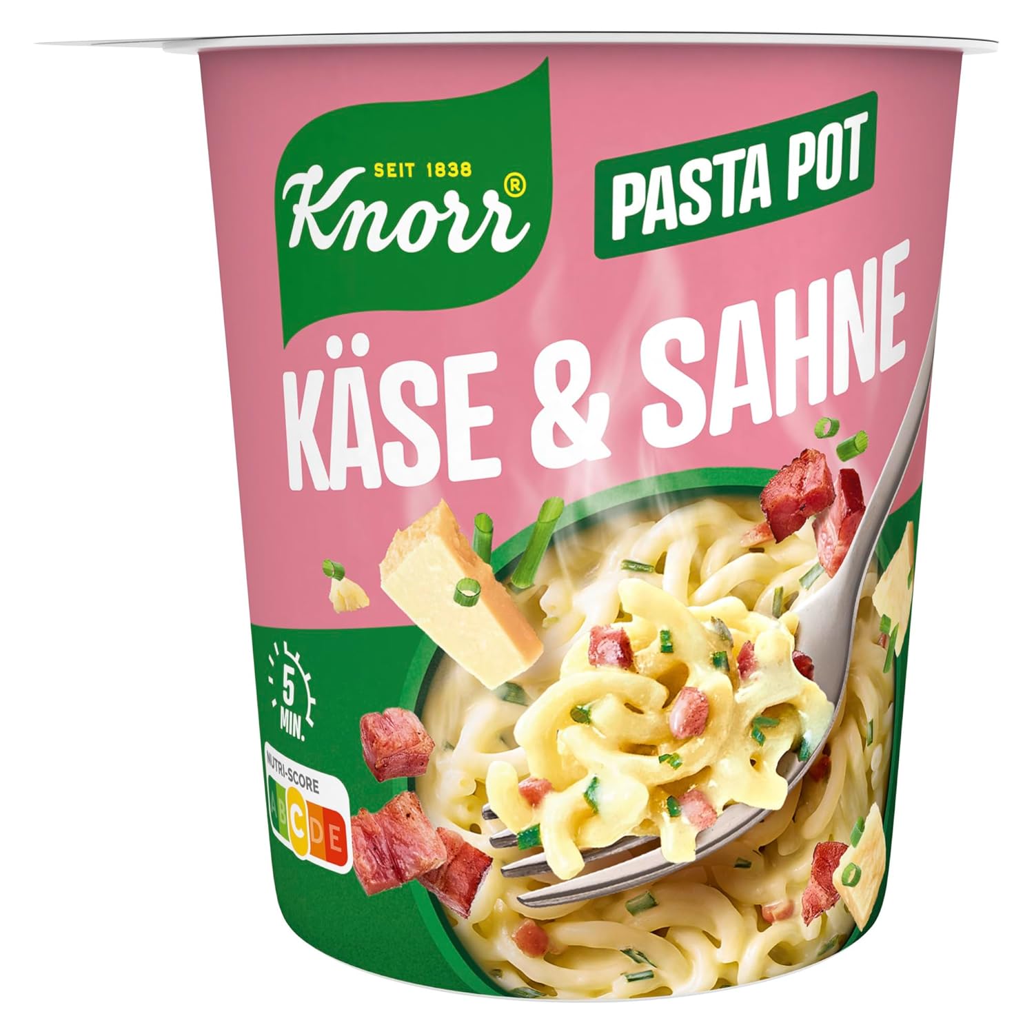 Detalle de Knorr Pasta Pot Käse & Sahne – 8er Pack (8 × 63 g): schnelle Käse-Pasta für Büro & Zuhause