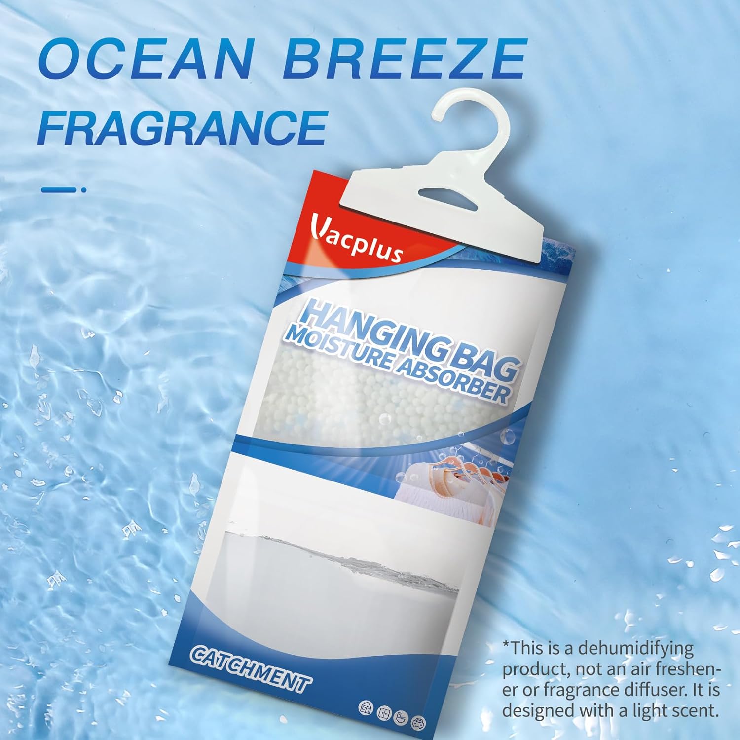 Detalle 2 de Vacplus Moisture Absorbers, Hanging Closet Dehumidifier Bags (10 Pack, 9.8 oz) with Ocean Breeze