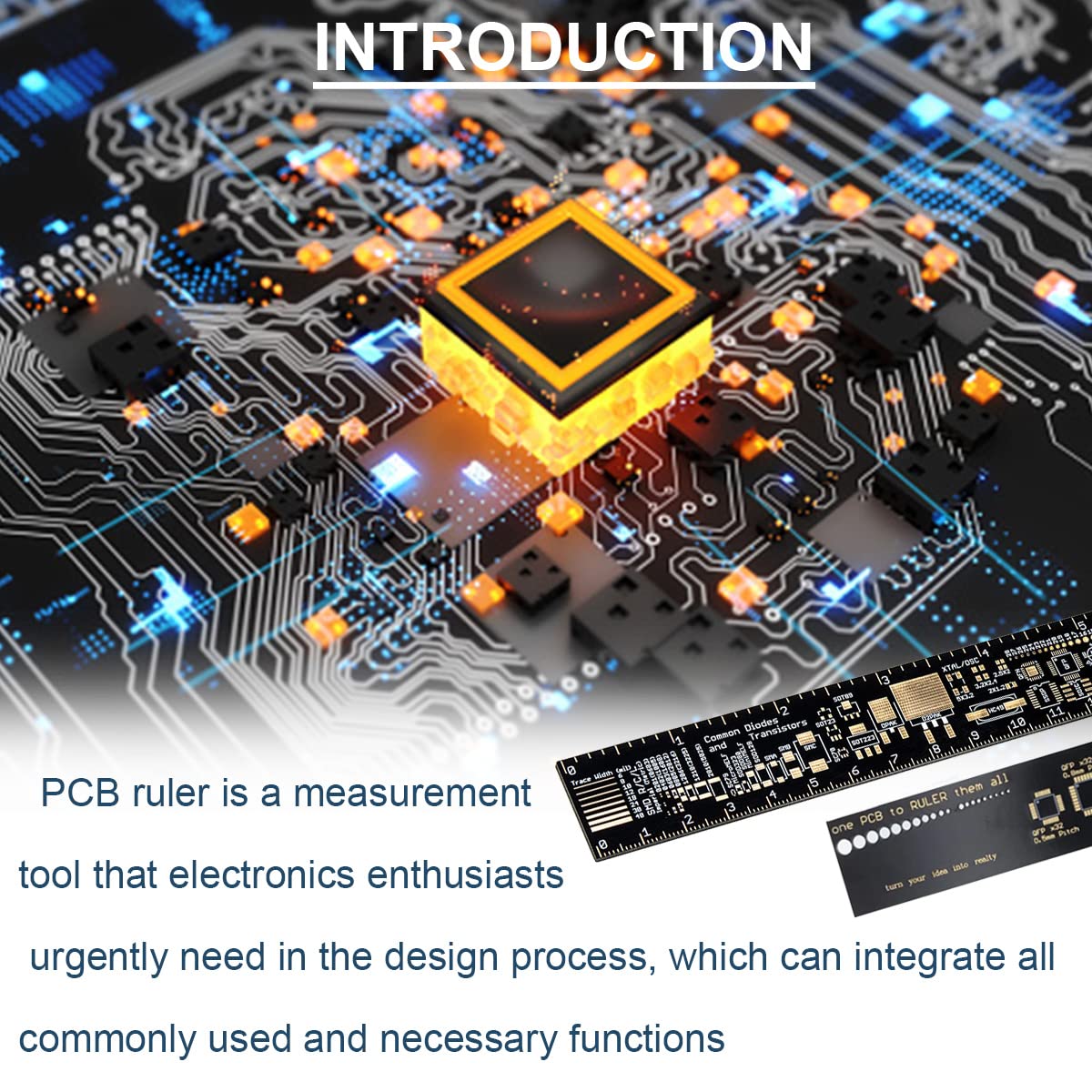 Detalle 1 de DAOKAI WE-DA-065 PCB Ruler Set, 15/20/25 cm with Component References