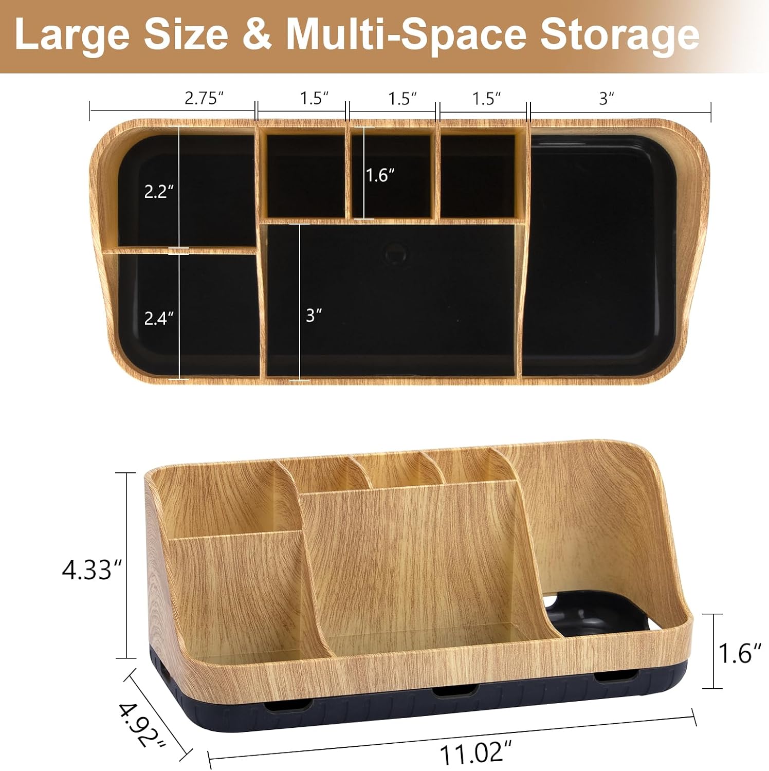 Detalle 2 de GFWARE Bathroom Countertop Organizer, 7-Slot Woodgrain Toothbrush Holder