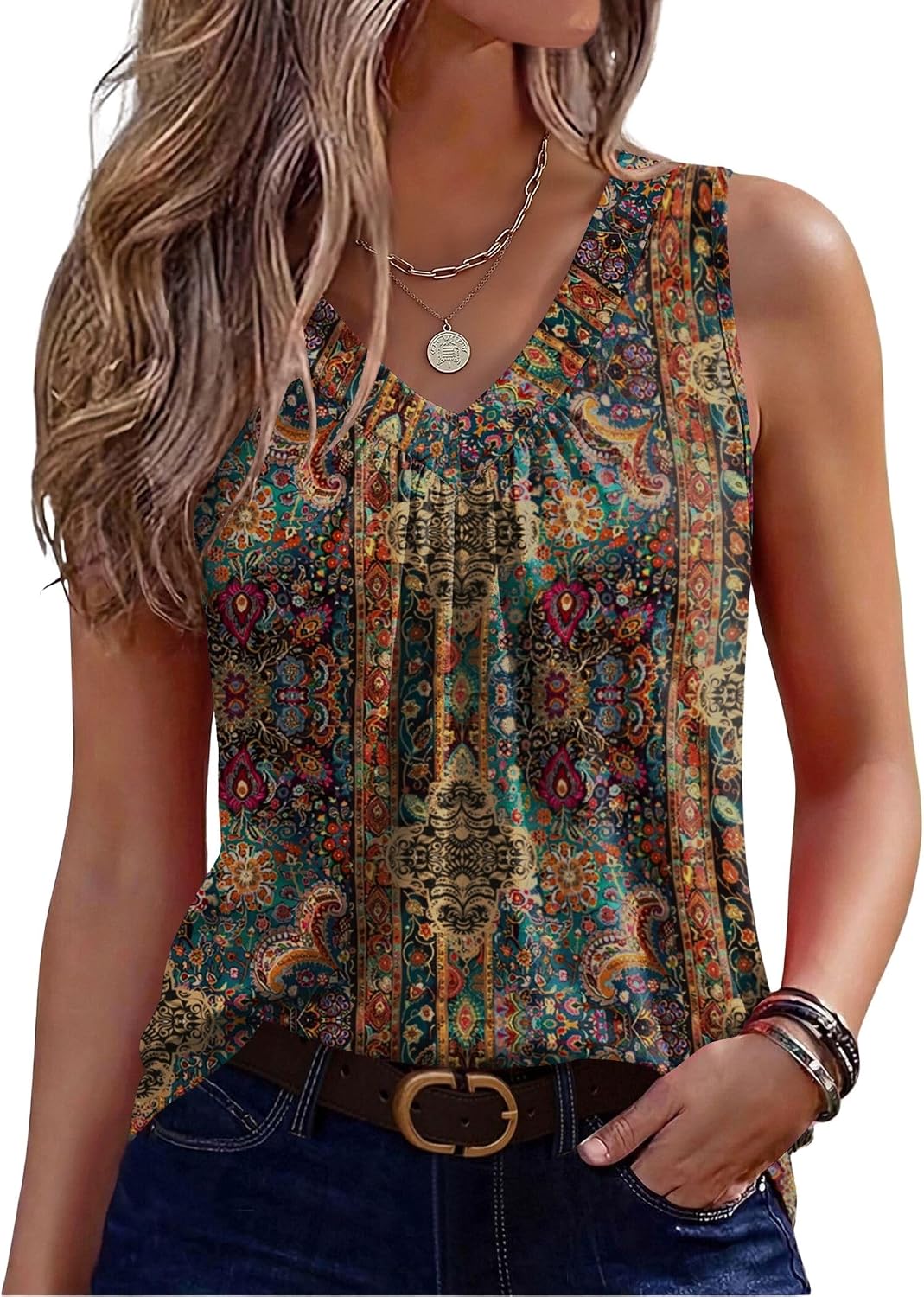 Detalle de Zeagoo Tank Top V Neck Loose Fit