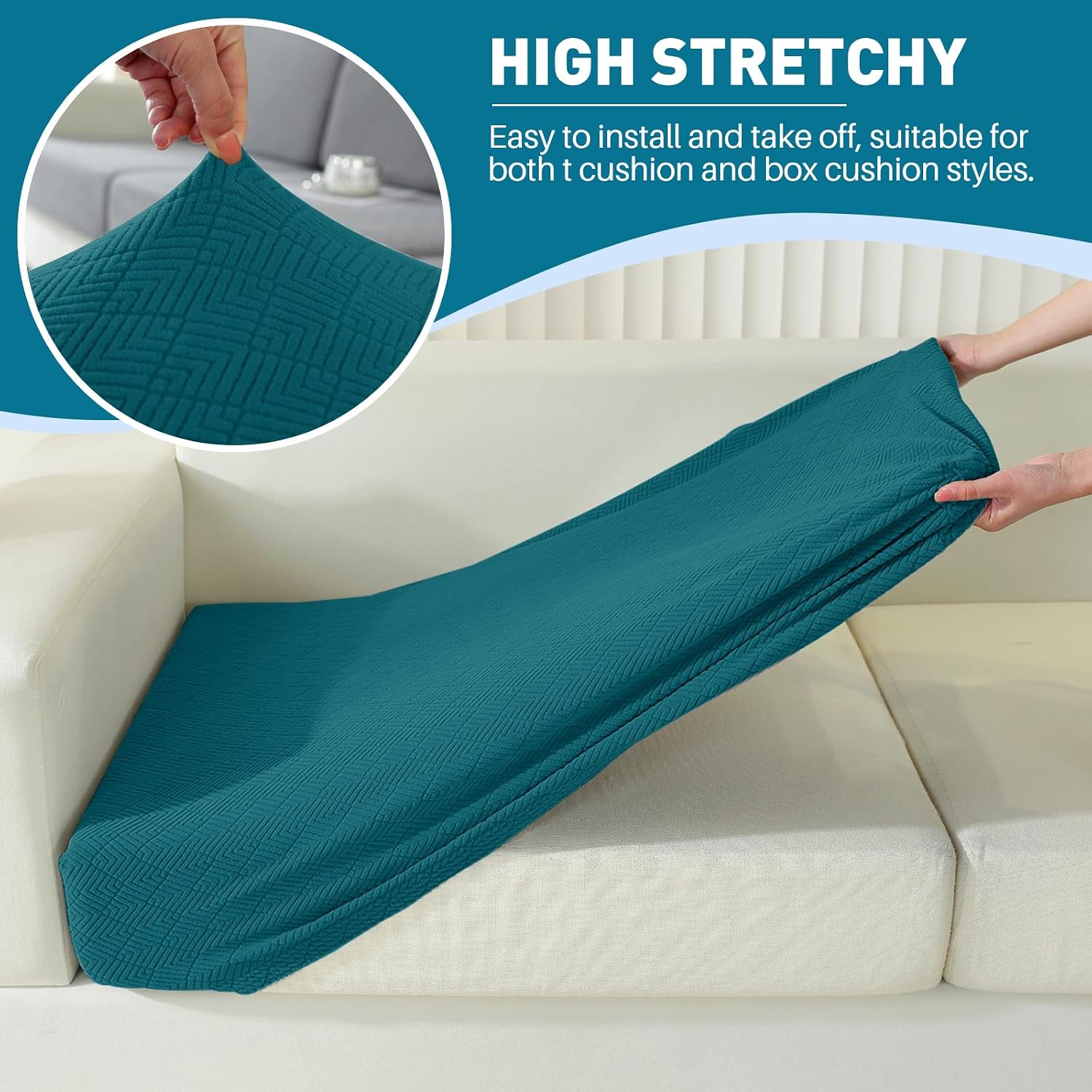 Thumbnail 4 de Housse de coussin de canapé extensible YSTELLAA antidérapante universelle, vert foncé (1 place, 3 pièces)