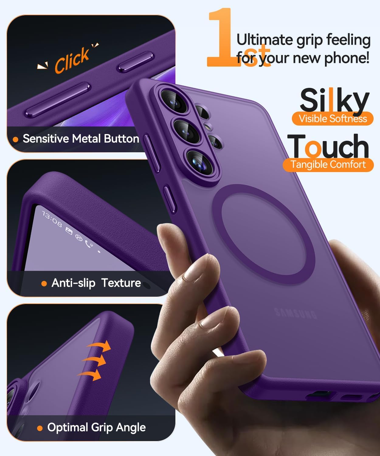 Thumbnail 6 de CANSHN Custodia Magnetica per Samsung Galaxy S26 Ultra 6.9" - Protezione Fotocamera, Doppio Strato TPU/PC, Viola Profondo