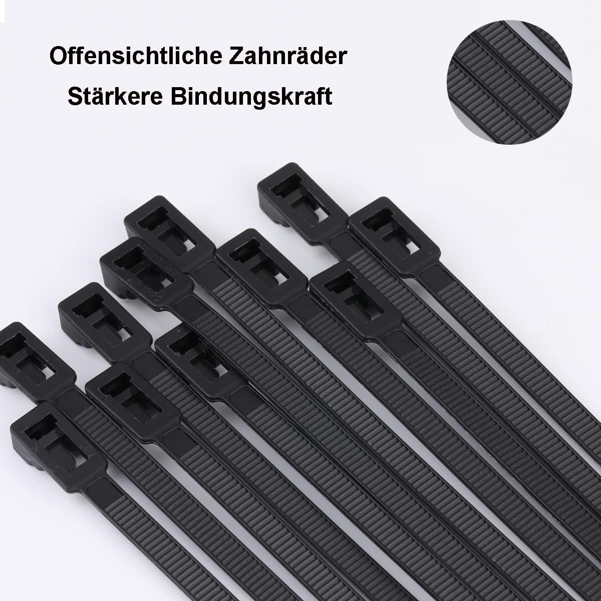 Thumbnail 3 de Rluobo Kabelbinder Wiederverschließbar Sortiment 100 Stück, 200 mm x 4,8 mm, UV-beständig, Schwarz