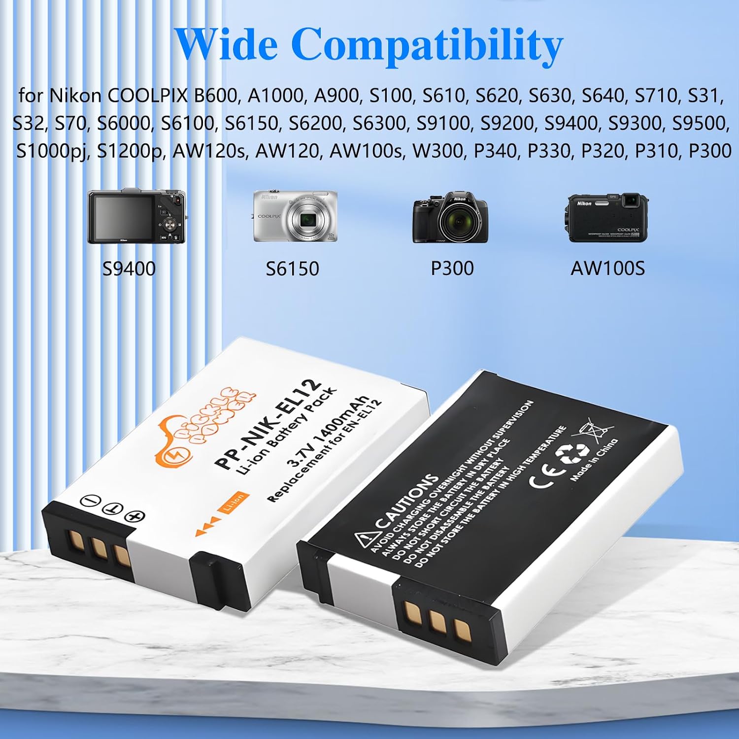 Detalle de Pickle Power EN-EL12 2-Pack Battery with Charger for Nikon Cameras