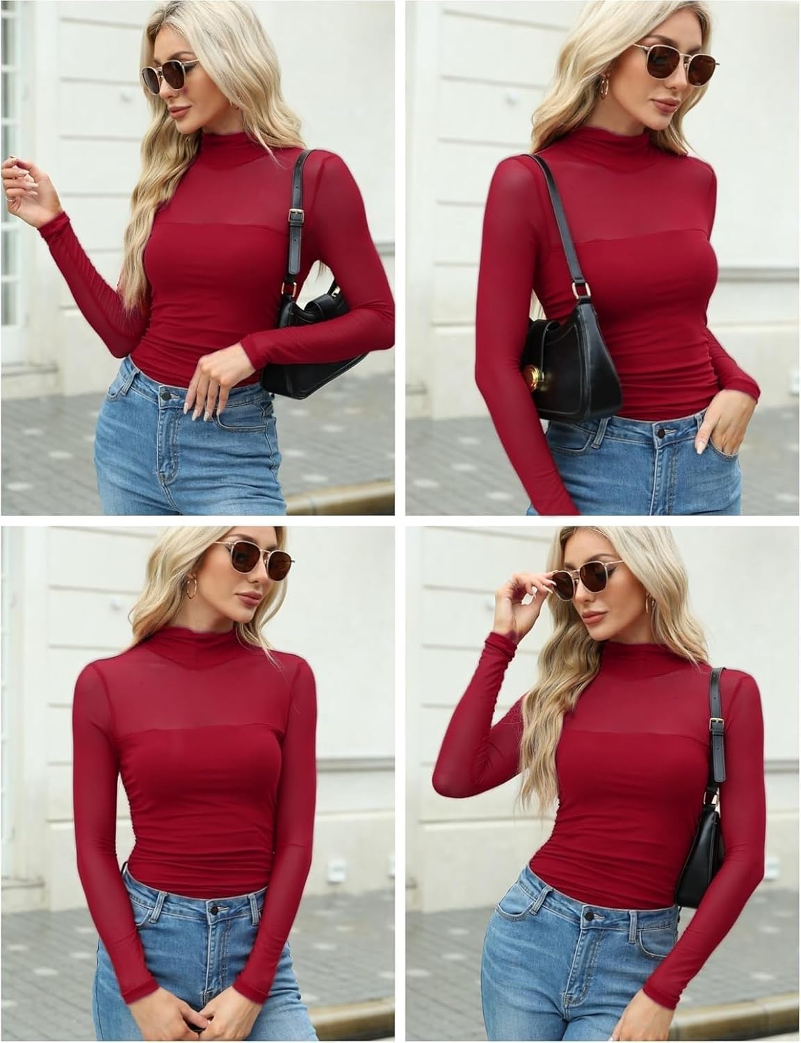 Thumbnail 2 de Zeagoo Mesh Oberteil Damen – Transparentes Langarm Shirt, Slim Fit