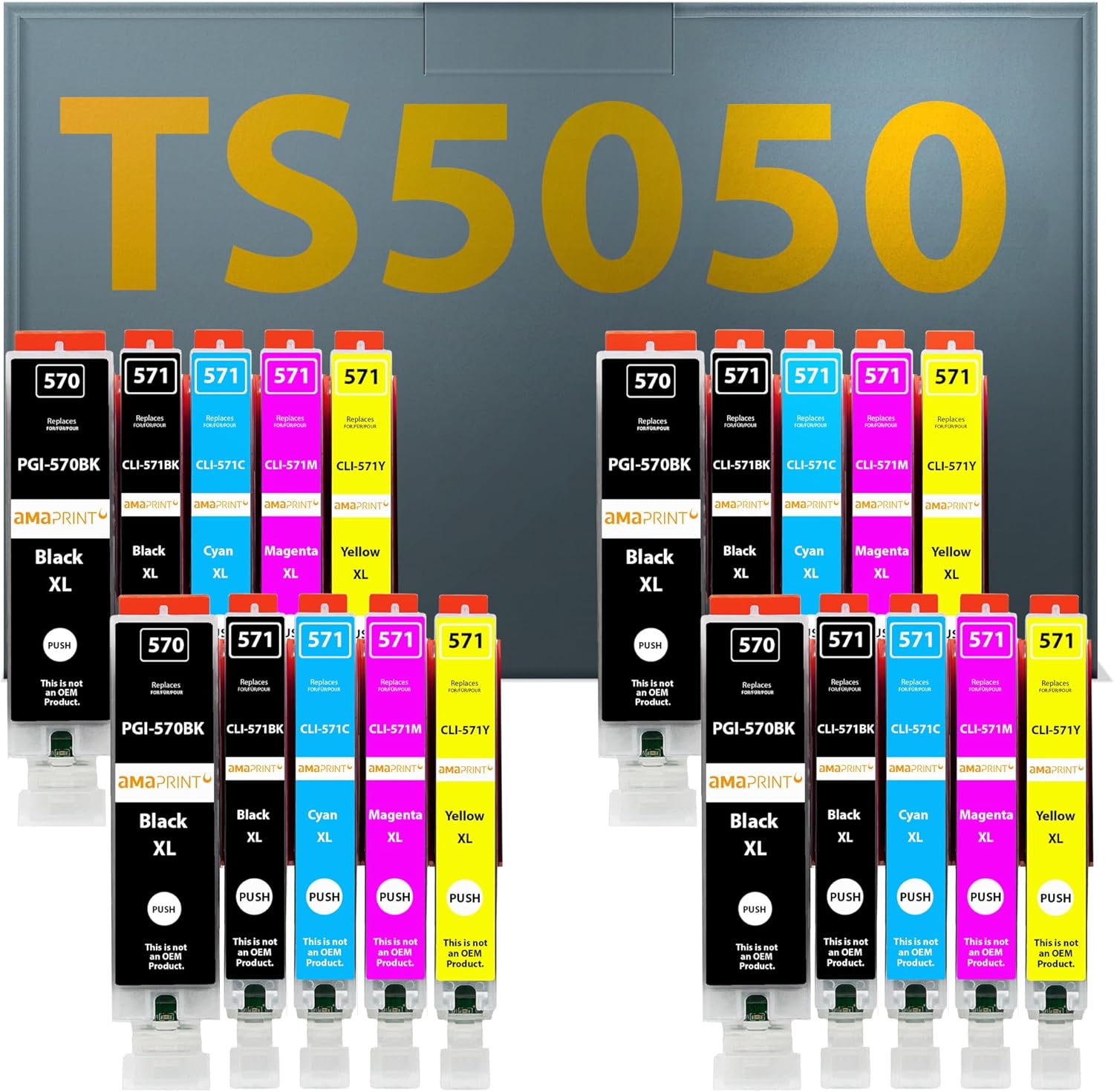 Amaprint 20 XL (PGI 570 / CLI 571) multipack per Canon Pixma TS5050: 20 cartucce XL compatibili