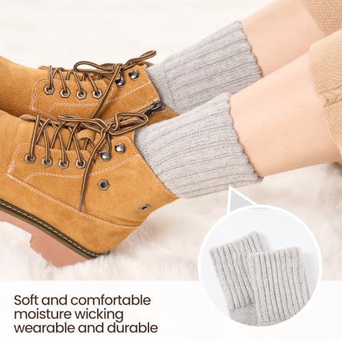 Detalle de Niorasen Women's Thermal Wool Socks, 3 Pairs, Full Cushion, Black and Grey