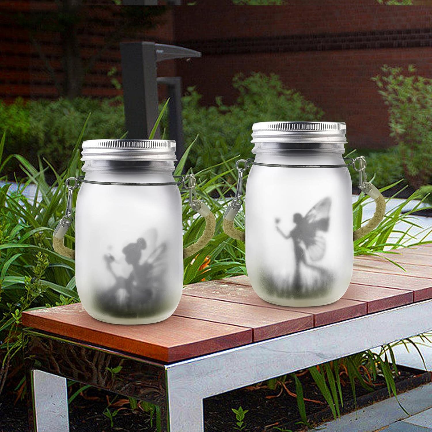 Thumbnail 4 de MLOQI 2 Hanging Solar Lanterns for Outdoor Garden — Fairy Mason Jar Lights