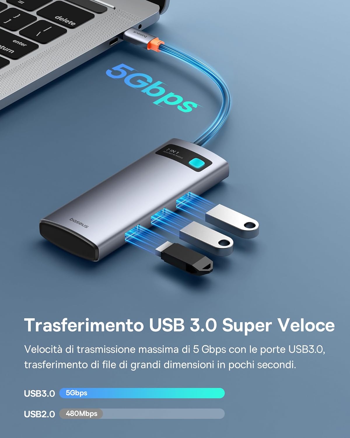 Detalle 1 de Baseus Hub USB C 100W