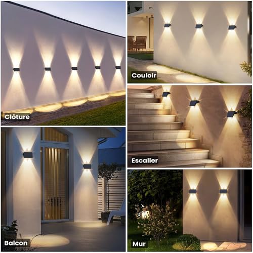 Detalle 2 de IIRARA Applique Solaire Extérieur – Lot de 4 LED blanc chaud IP67, 100 lm, 1500 mAh