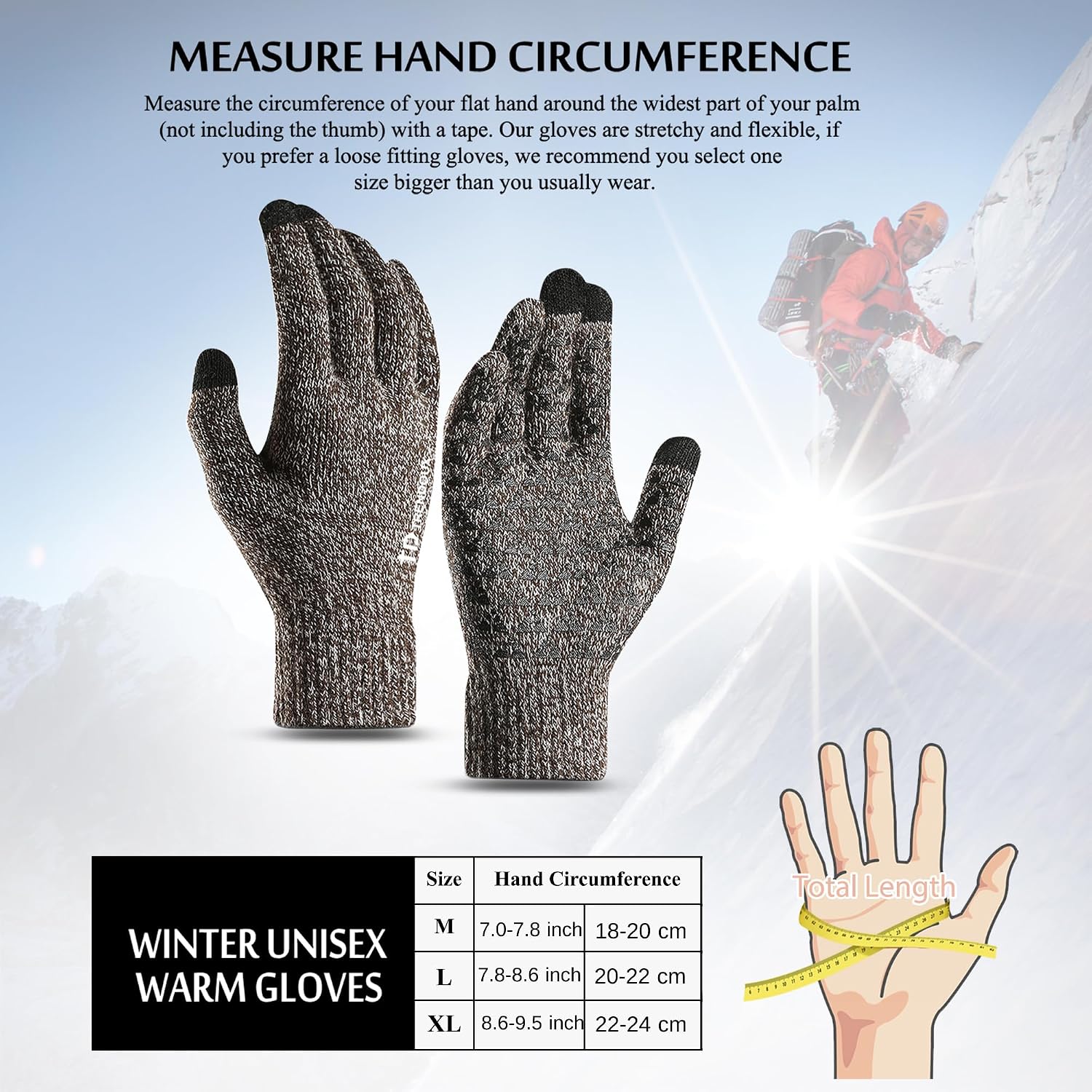 Detalle 1 de TRENDOUX winterhandschoenen met touchscreen en antislip siliconen grip