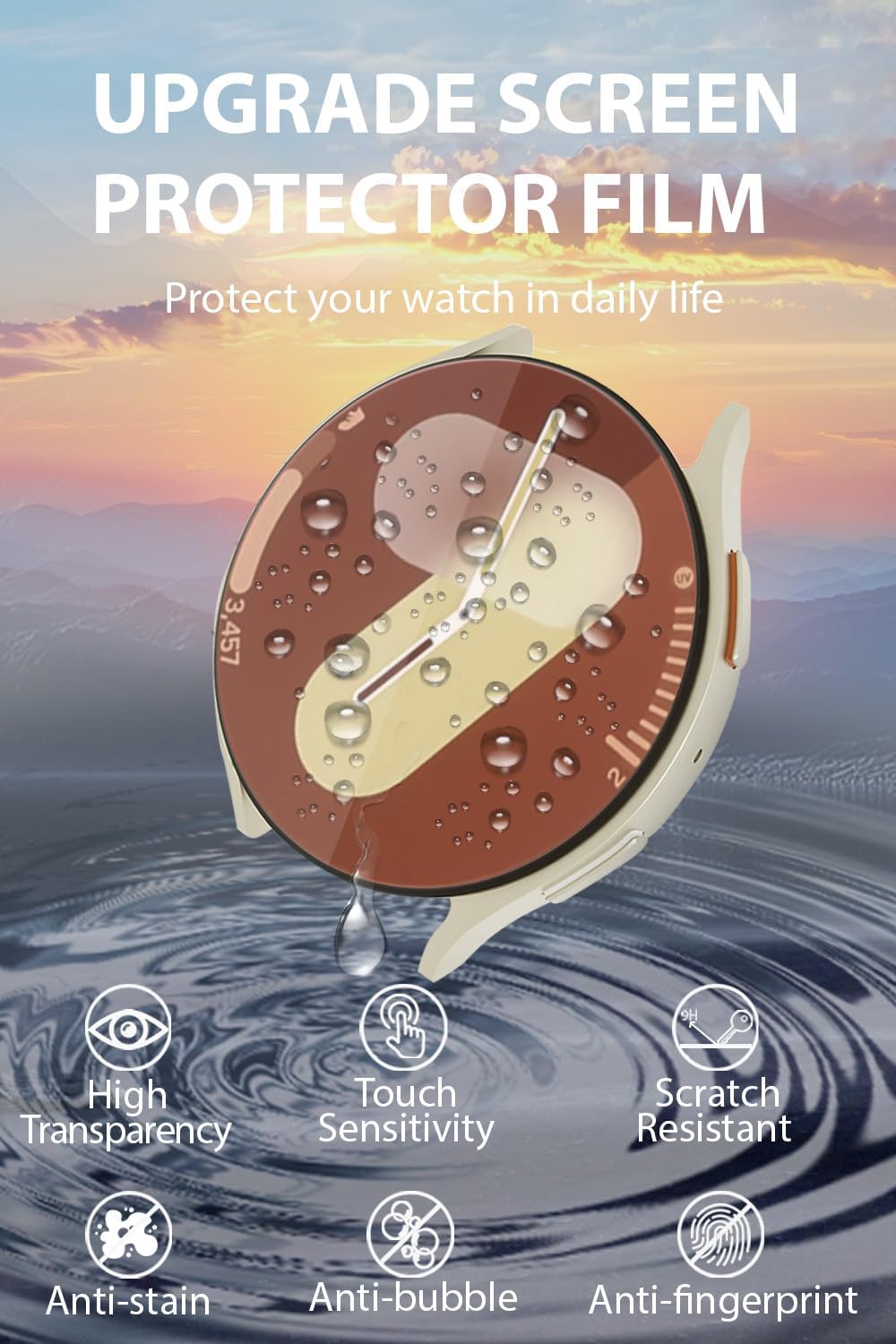Thumbnail 2 de Yaekea 4 Pack Tempered Glass Screen Protectors for Samsung Galaxy Watch 7/6/5/4 (44mm) – HD, Anti-Fingerprint