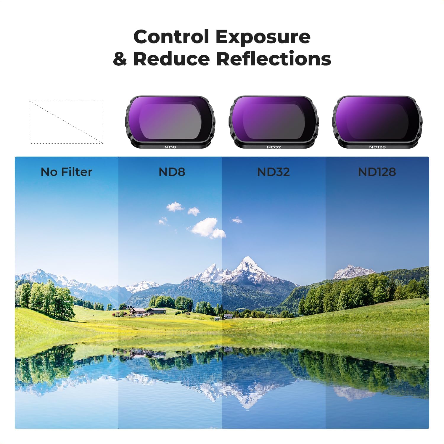 Detalle 2 de K&F CONCEPT 6-pack Filter Kit for DJI Osmo Pocket 3: 10X Macro + 1.2X Anamorphic + 112° Wide + ND8/ND32/ND128