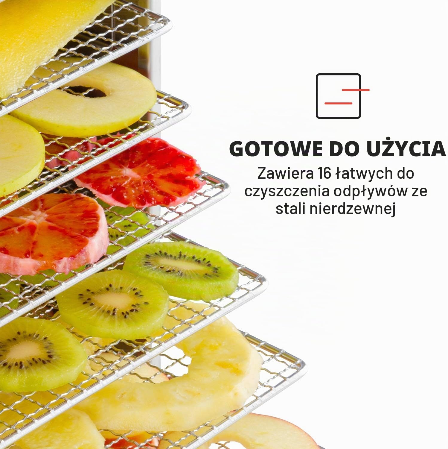 Detalle 2 de Klarstein Master Jerky 16 – suszarka do żywności 1500 W, 16 poziomów