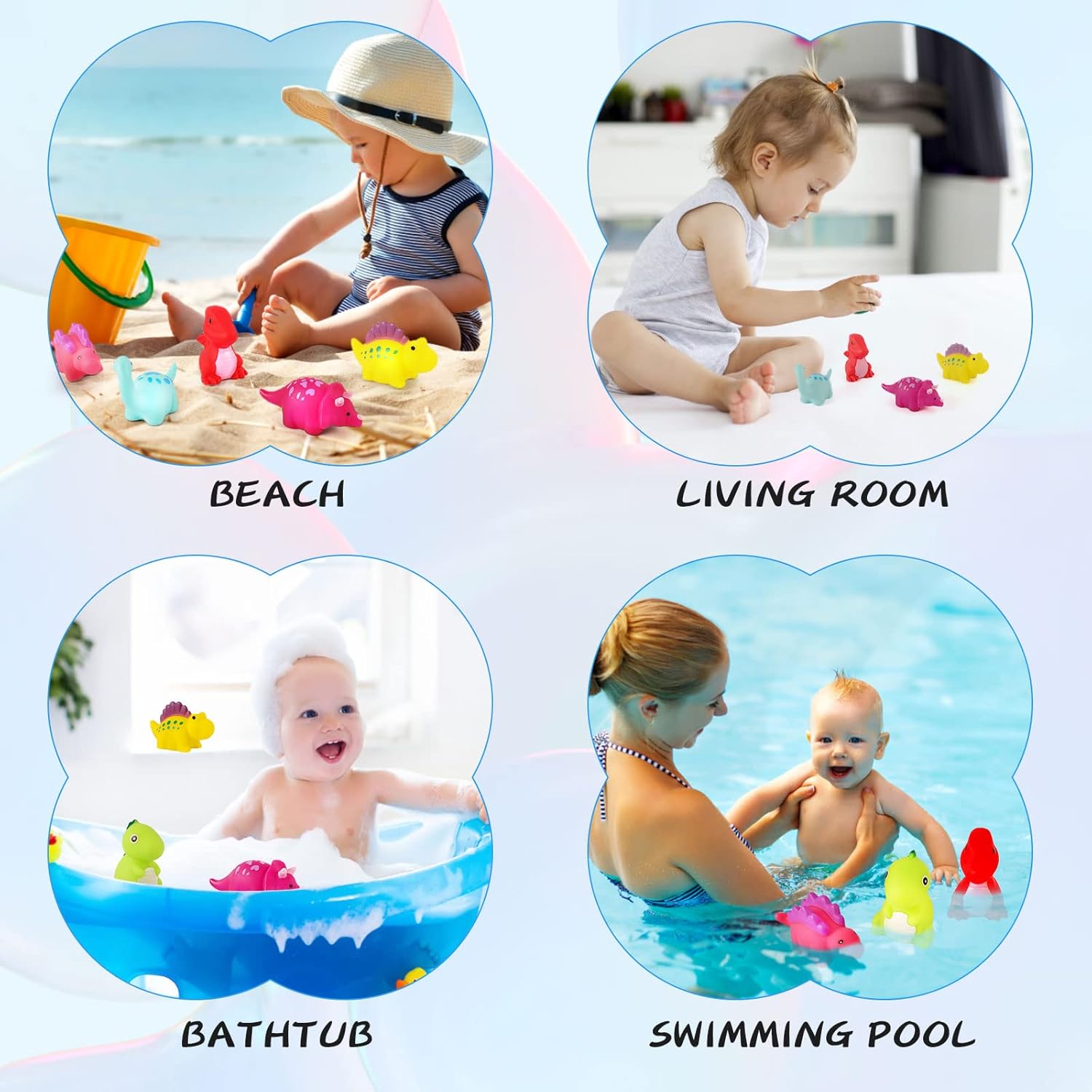 Thumbnail 4 de 6er-Set Badespielzeug Dinosaurier – leuchtende, schwimmende Badewanne-Dinosaurier für Babys und Kleinkinder