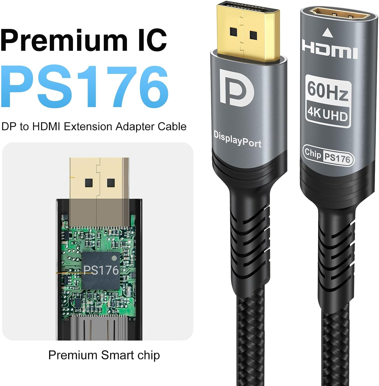 Detalle 2 de Ubluker DPHD-4K60HZ DisplayPort to HDMI Adapter, 4K 60Hz, HDCP 2.3