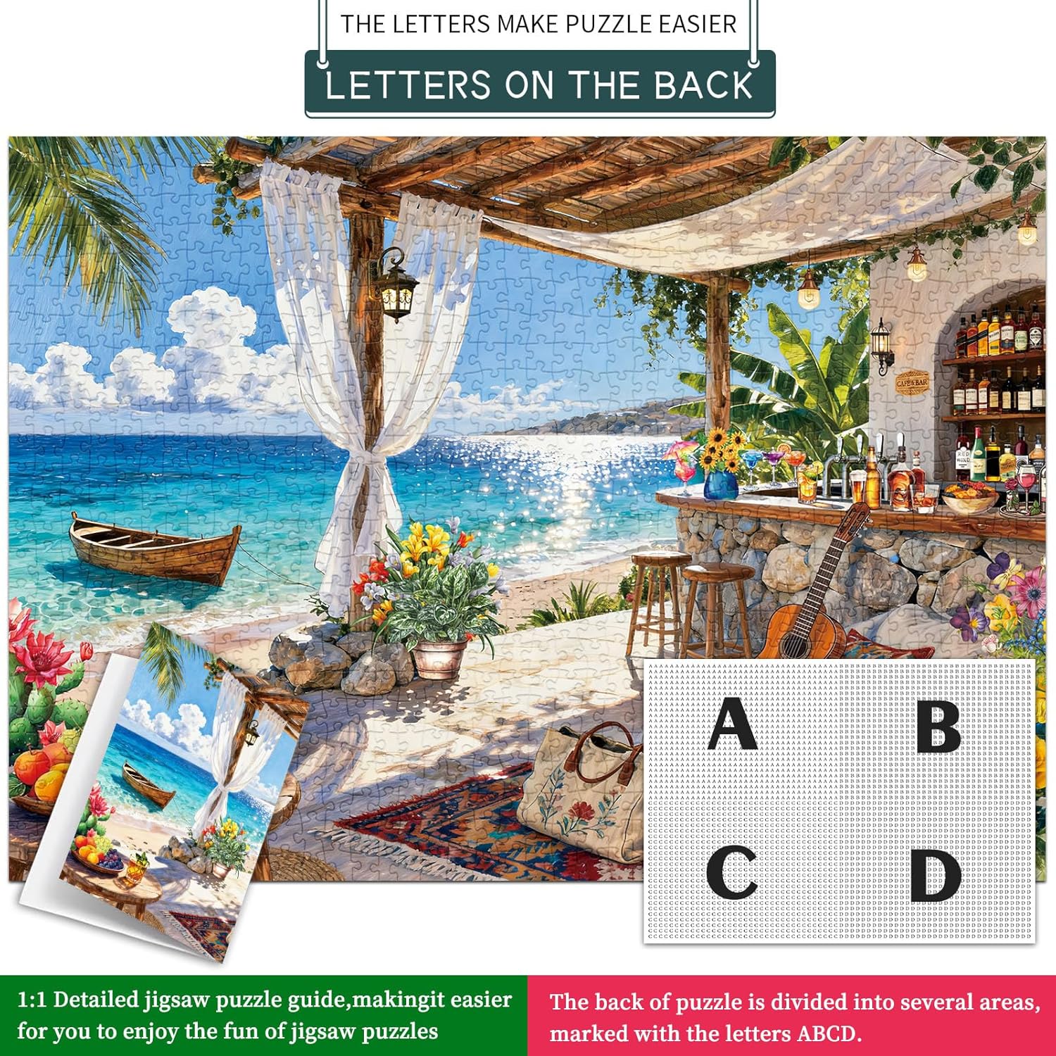 Detalle 2 de Puzzles 1000 Pieces for Adults: Island Bar 1000 Piece Puzzle