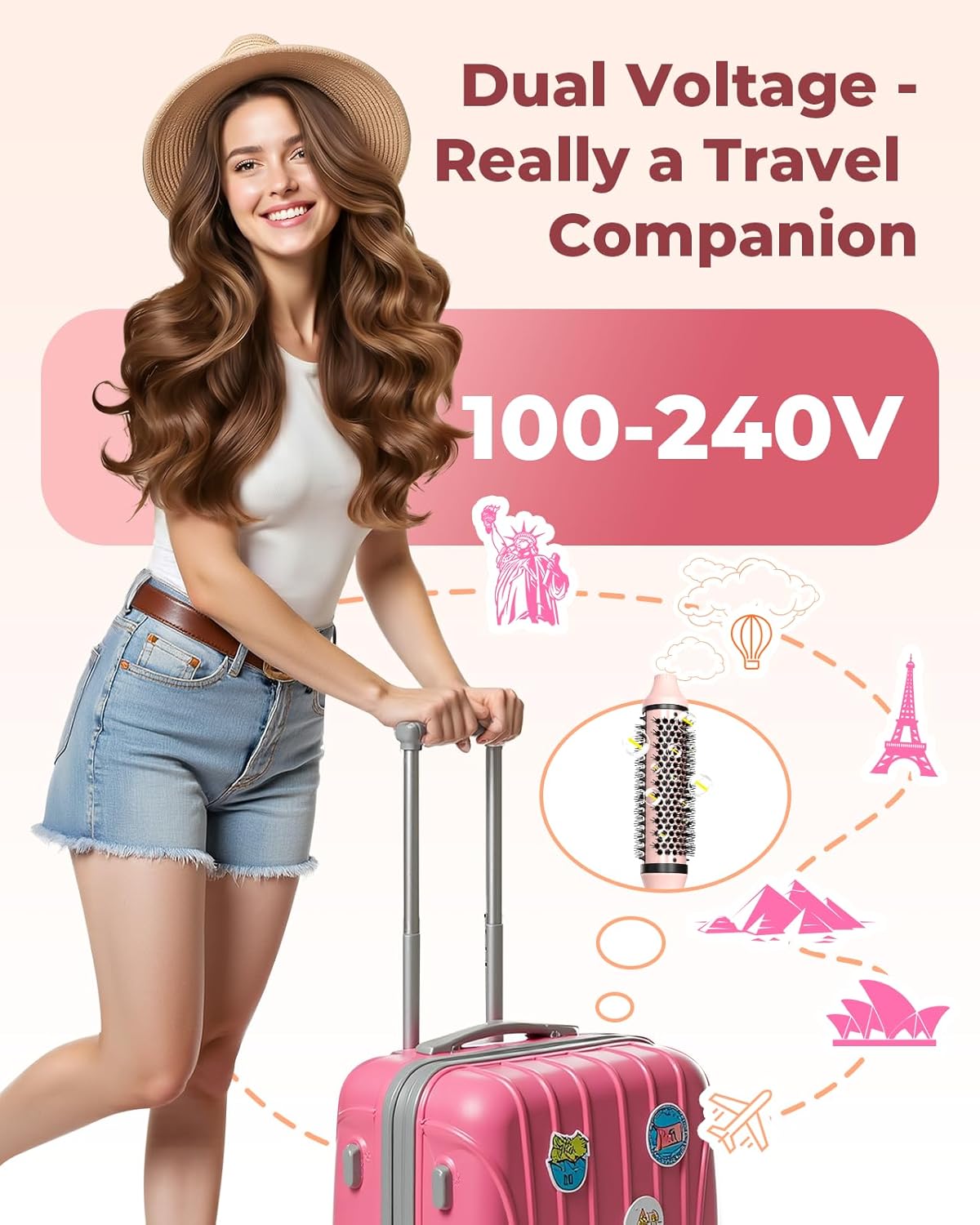 Detalle de Bopcal Thermal Brush 38mm: Lightweight, Ionic, Dual Voltage Hot Brush for Dry-H styling