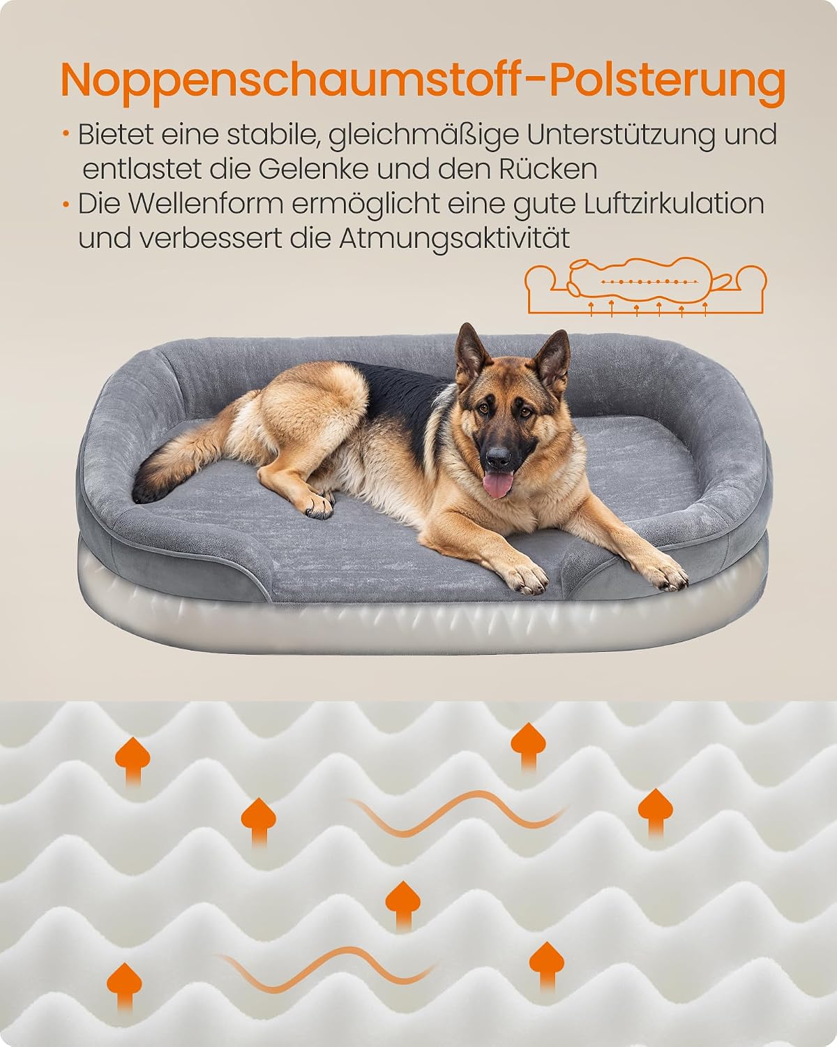Detalle de Feandrea Hundebett orthopädisch 122 x 85 cm