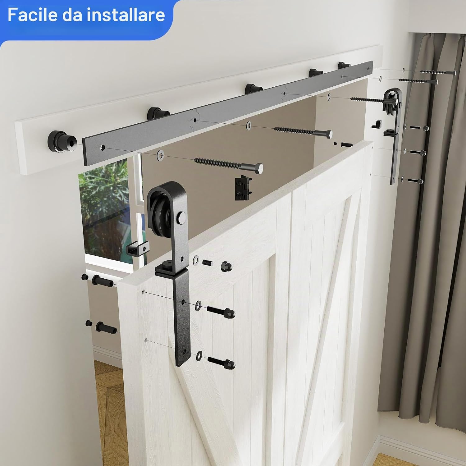 Thumbnail 5 de Binario per Porta Scorrevole Bifold Kit 102 cm – набор per porte scorrevoli interne/esterne, colore nero satinato