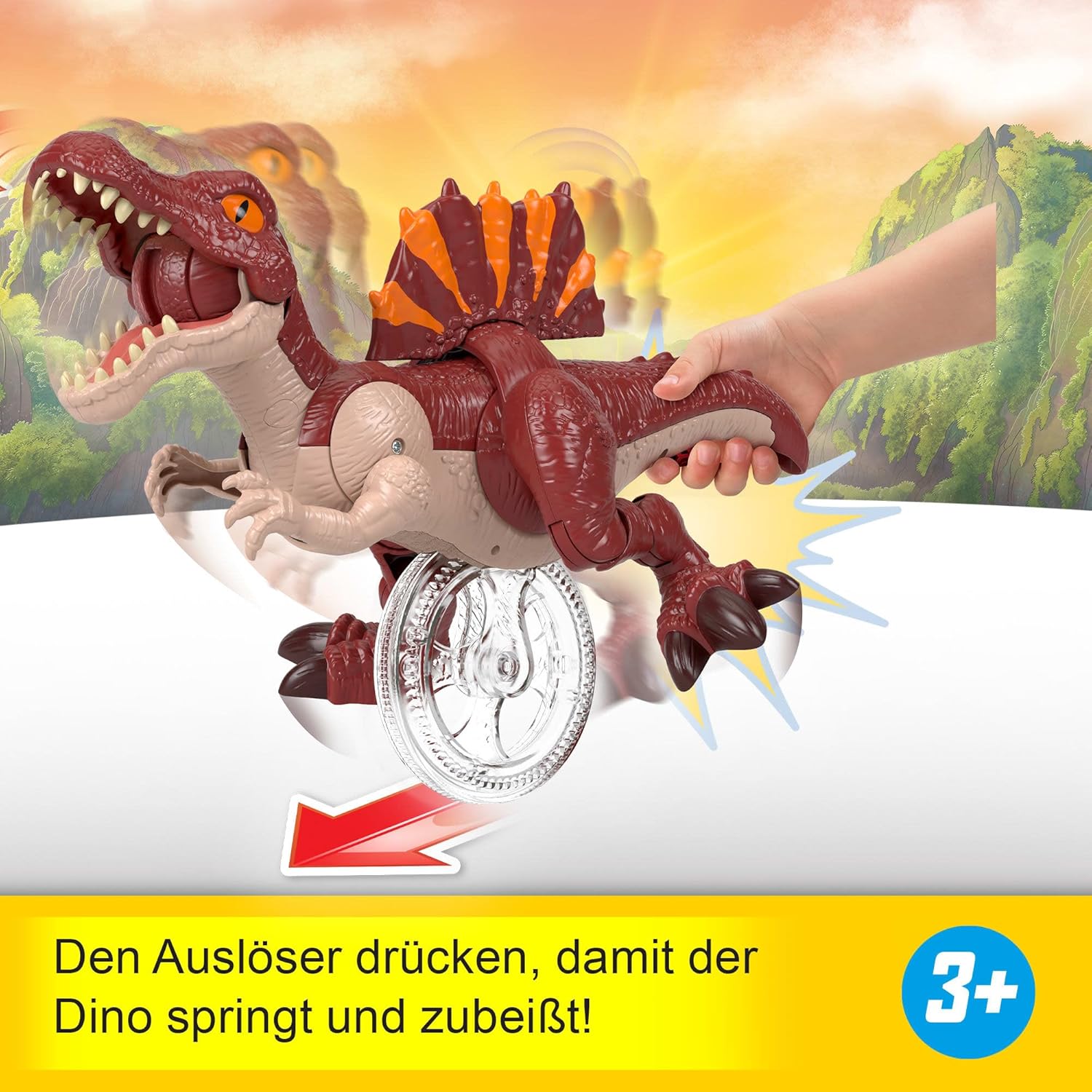 Detalle de Fisher-Price Imaginext Jurassic World: Die Wiedergeburt – Sprintender Spinosaurus, ca. 23 cm (JFR24)