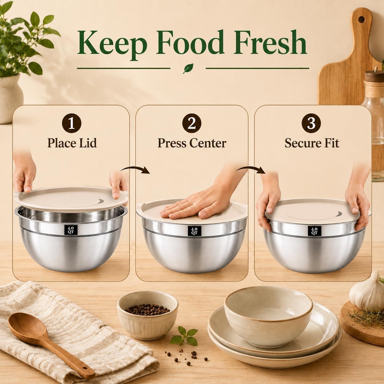 Thumbnail 6 de Boskermeal Stainless Steel Mixing Bowls, 5 Sizes