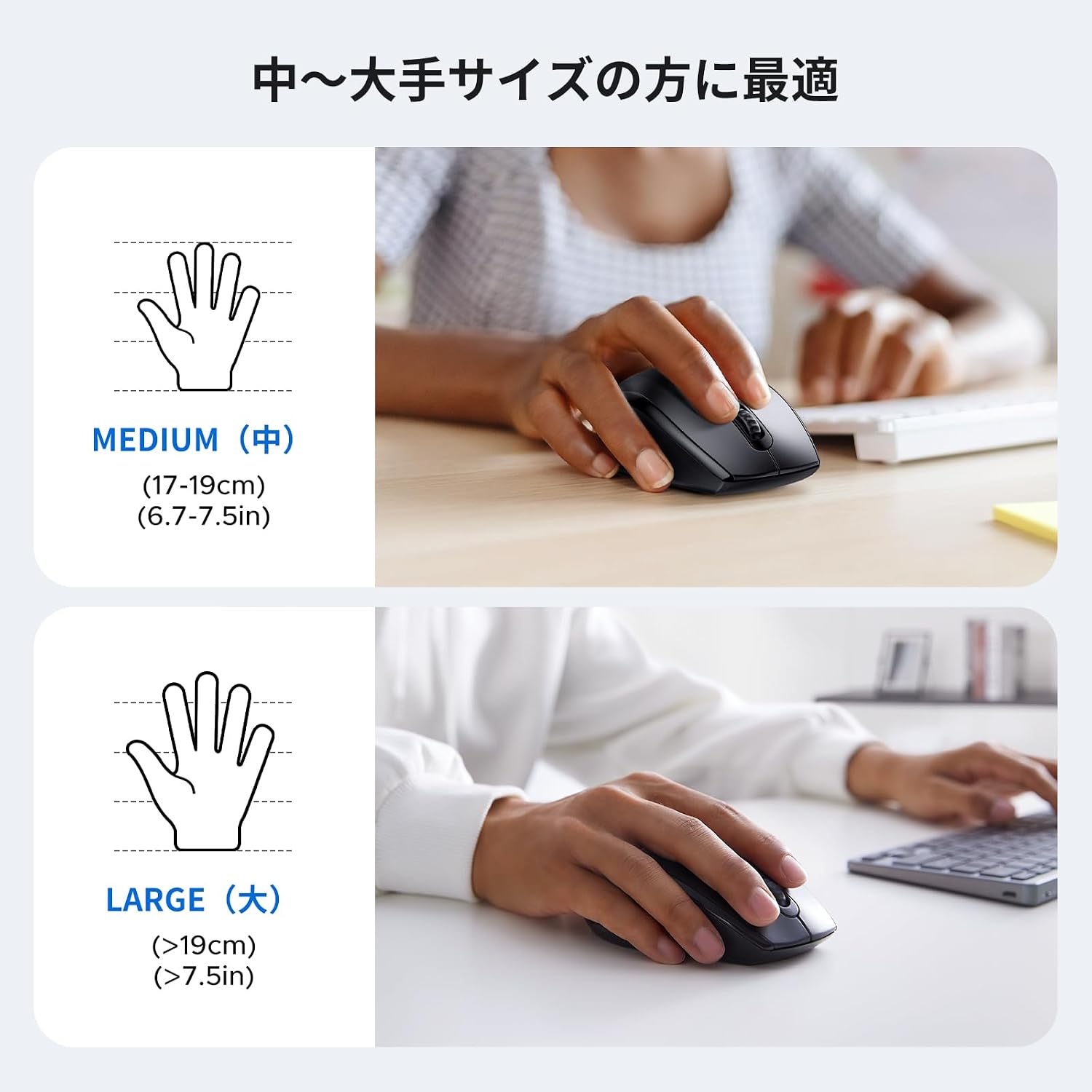 Detalle 2 de UGREEN ワイヤレスマウス Mサイズ 2.4GHz・5ボタン・最大1600DPI