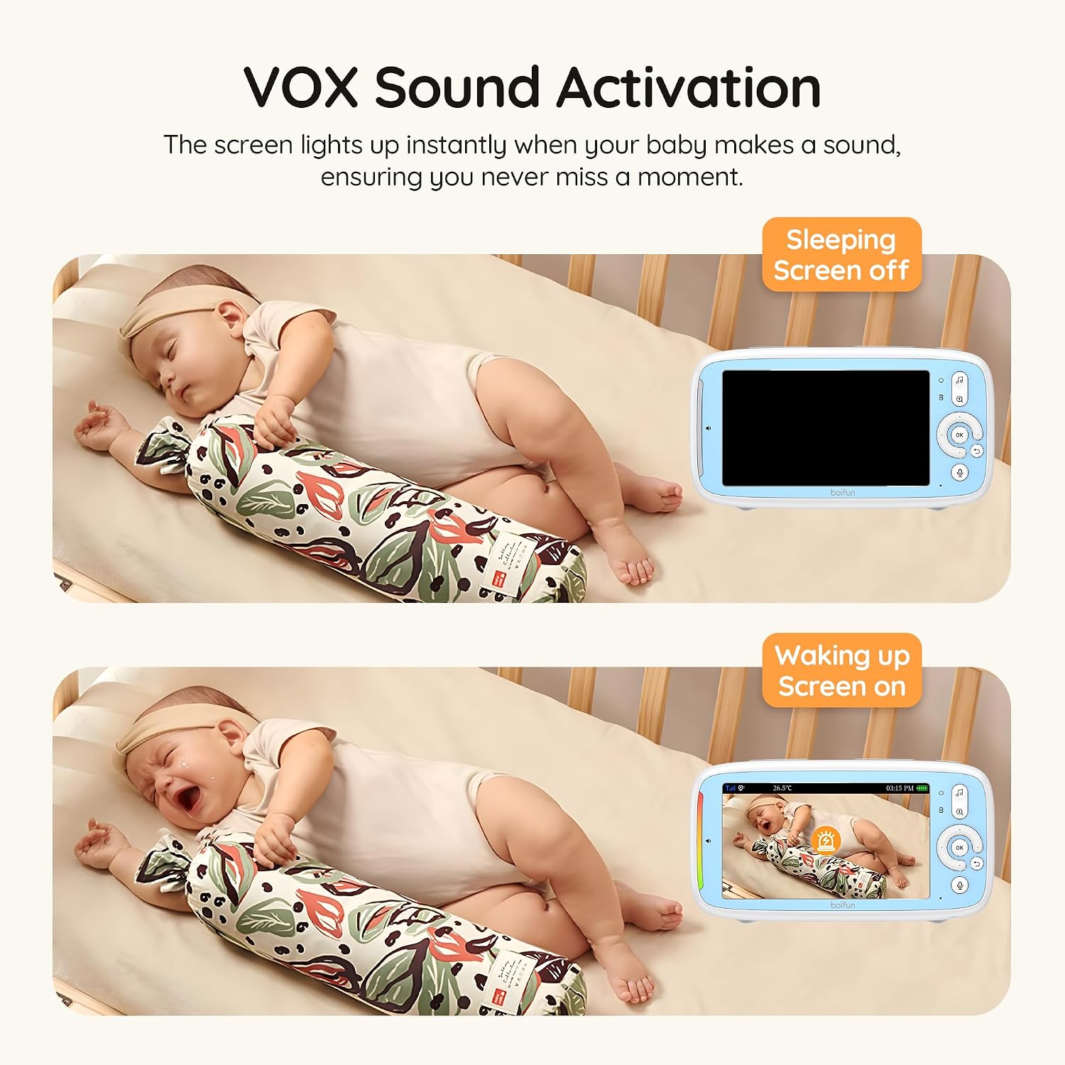 Thumbnail 5 de Boifun Baby Monitor 5" con telecamera 360° e audio bidirezionale