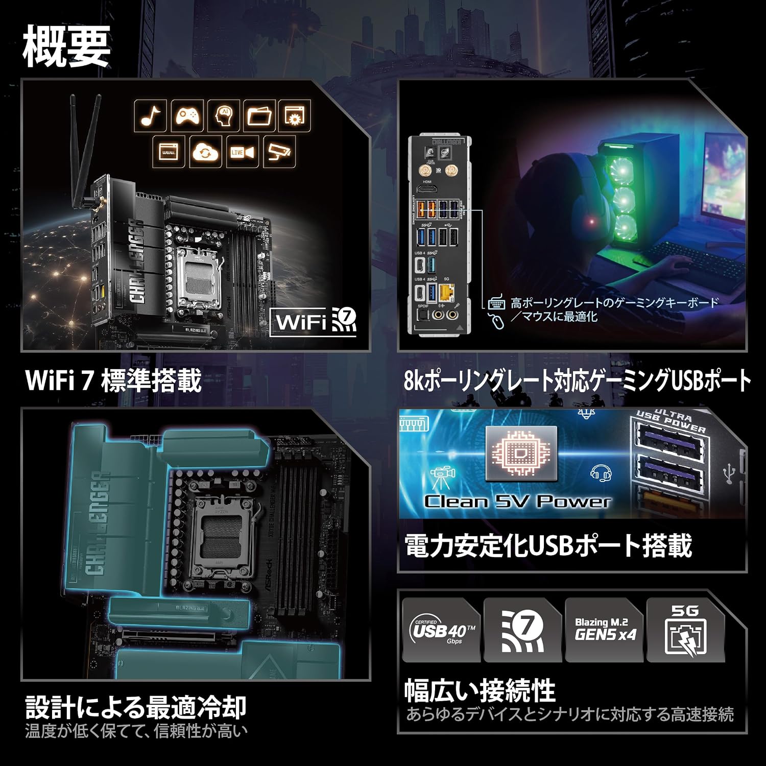 Thumbnail 3 de ASRock X870E Challenger WiFi ATXマザーボード、AM5・DDR5・Wi-Fi 7対応