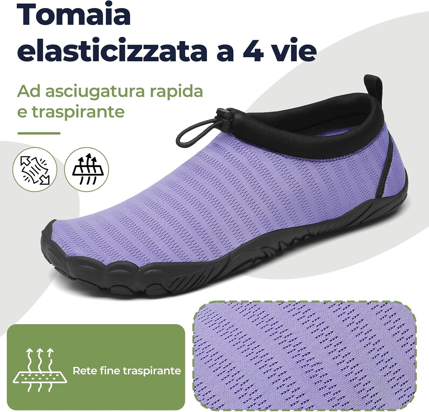 Detalle de Mishansha Scarpe da Scoglio Uomo Donna con 13 Fori di Drenaggio e Apertura rapida – Misure 36-46