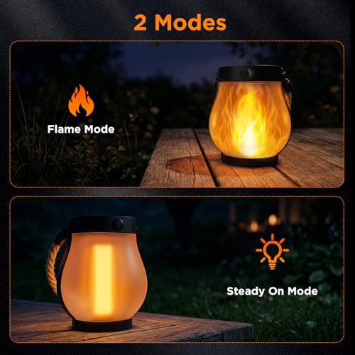 Thumbnail 1 de SLWOO Solarlampen für Außen – 2er-Set hängende Solar-Laternen mit Flamml ansehen