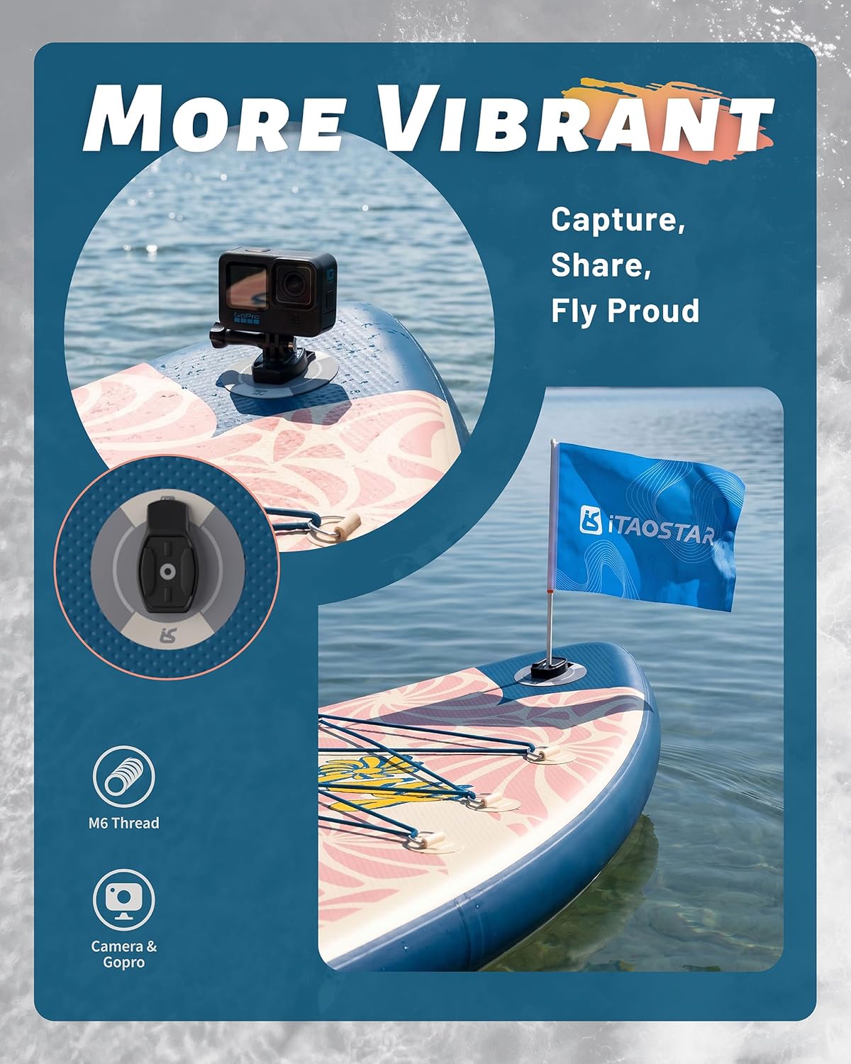 Detalle 2 de iTAOSTAR Daisy 11'6” Extra Wide Paddle Board with Seat: All-in-One SUP for Family Fun and Stability