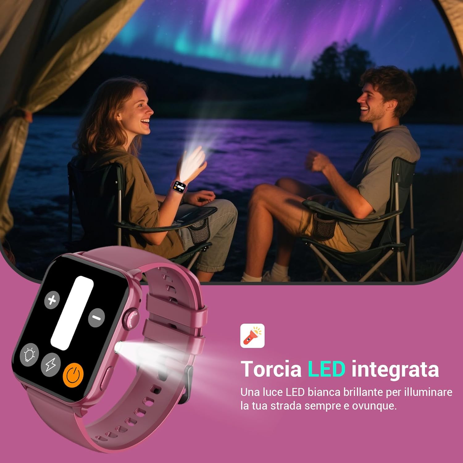 Detalle 2 de Baolubao Reloj Inteligente Mujer 1.91" con linterna LED, llamadas Bluetooth y 2 correas (IP68)