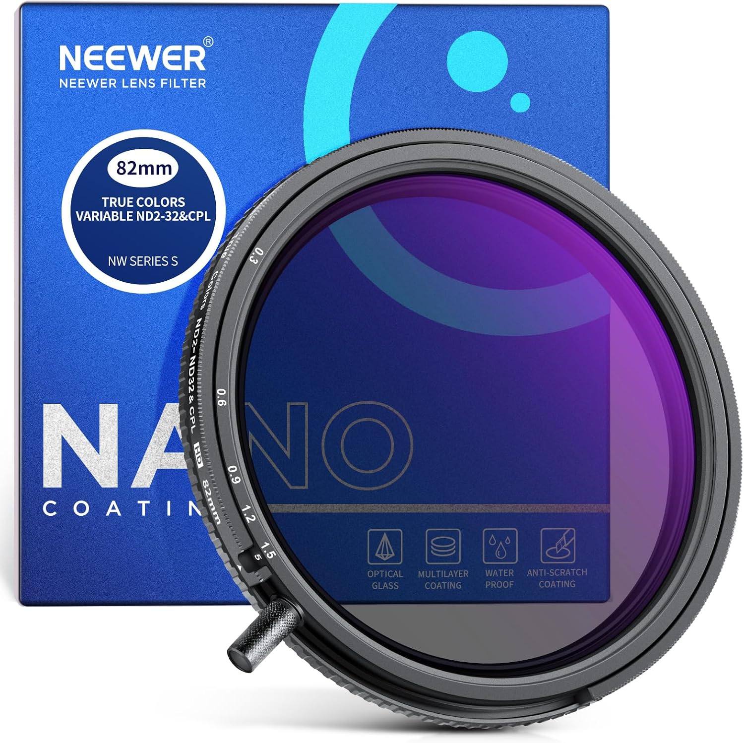NEEWER 82mm True Colors Variabler ND Filter CPL