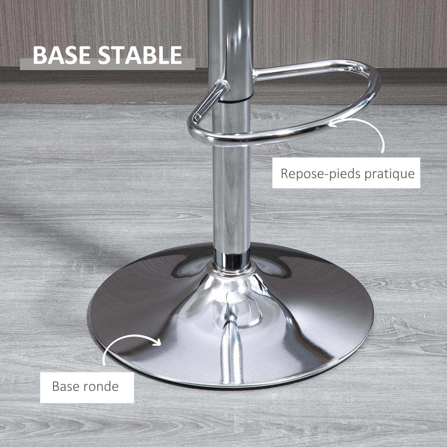 Thumbnail 5 de HOMCOM Lot de 2 tabourets de bar design transparents, assise acrylique pivotante 360° et hauteur réglable
