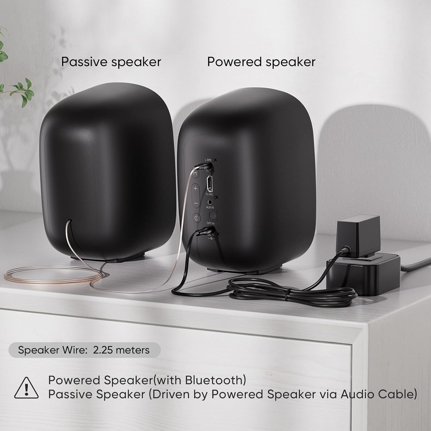 Thumbnail 6 de Saiyin Active Bluetooth Bookshelf Speakers (40W) with 3-inch woofers and optical/TV-ARC for turntable, PC and TV (pair)