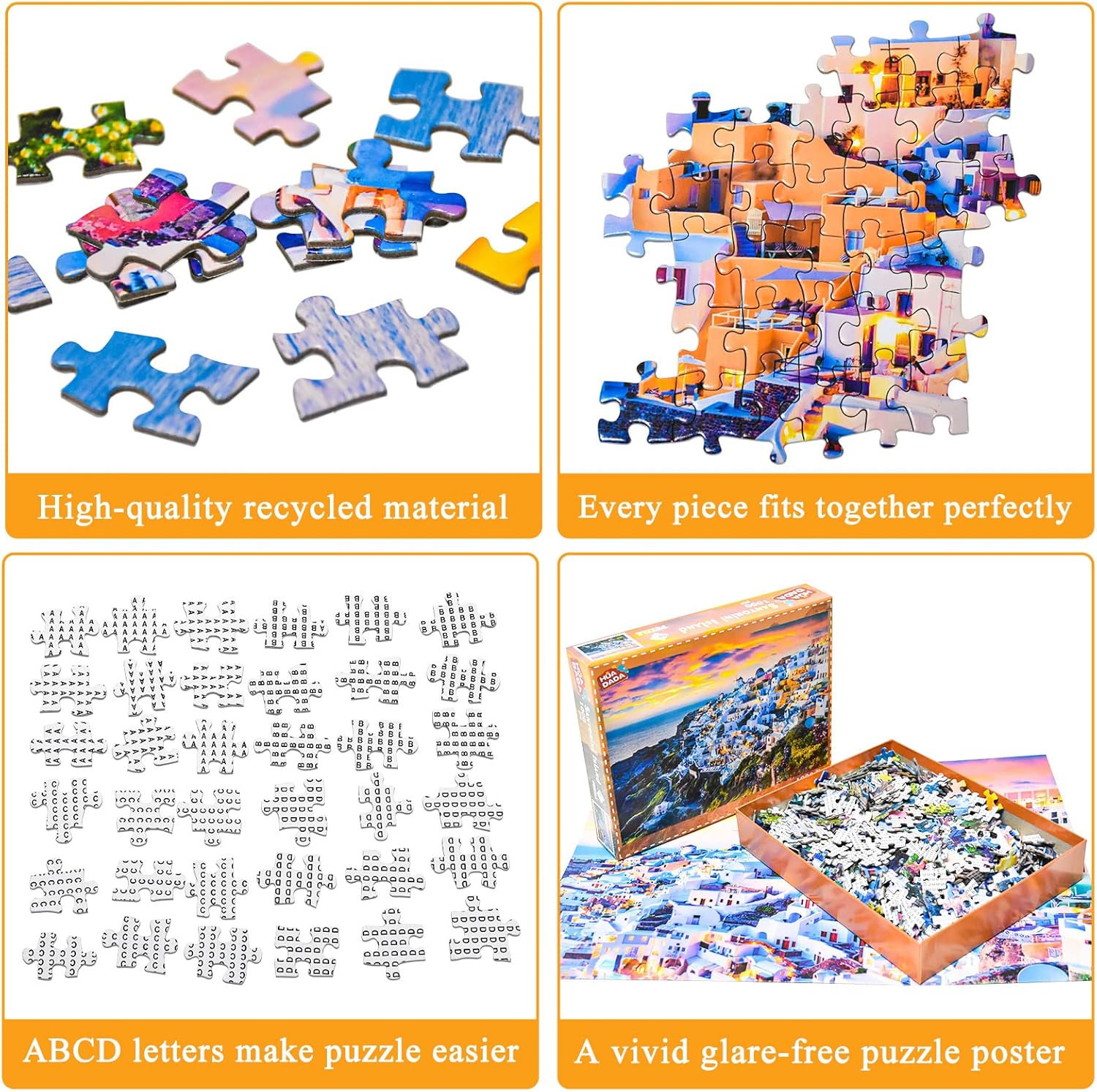 Thumbnail 1 de Santorini Island 1000-Piece Jigsaw Puzzle for Adults (Aegean Sea) – Seaside Sunset Artwork