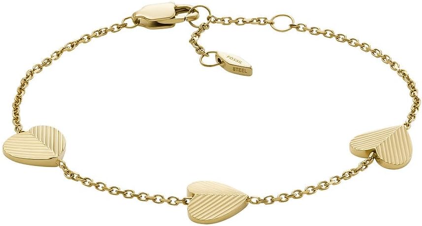 Detalle de Fossil Damen Edelstahl Kettenarmband mit Karabinerverschluss – goldfarben, poliert